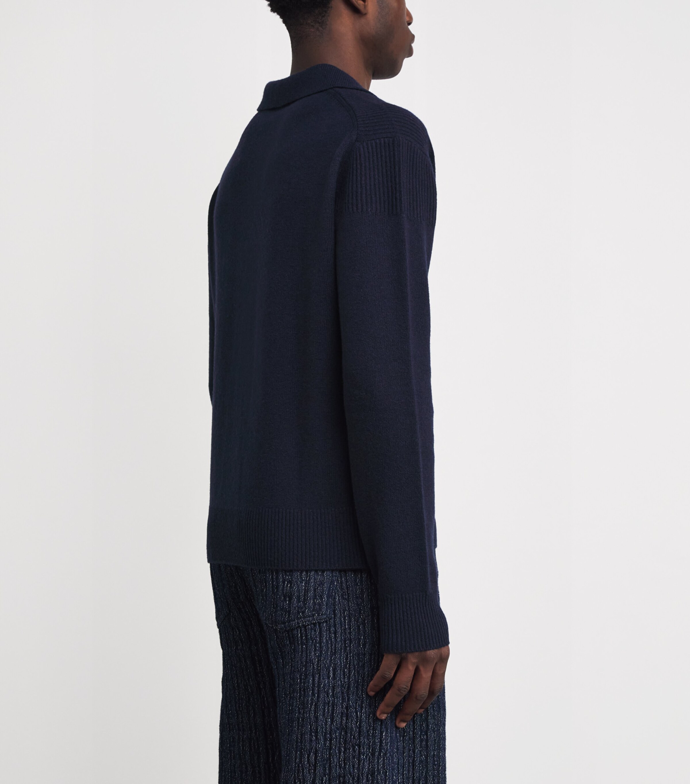 Merino Wool-Cashmere Orb Polo Sweater K410 NAVY Image 4