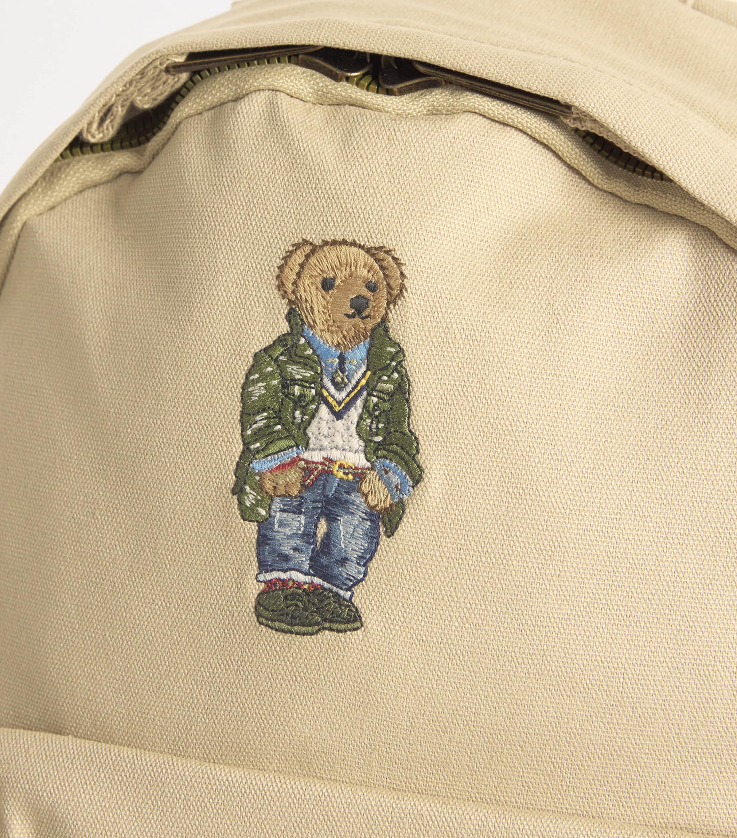 Ralph Lauren Kids Cotton Bear Embroidery Backpack Coastal Beige Image 3