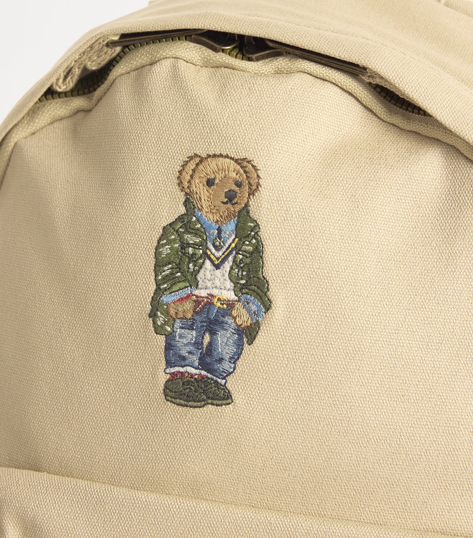 Ralph Lauren Kids Cotton Bear Embroidery Backpack Coastal Beige Image 3