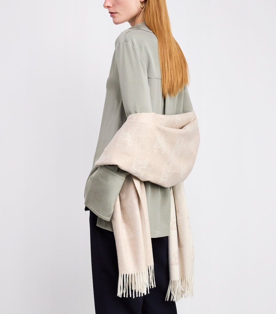 Cashmere Monogram Scarf BEIGE Image 2