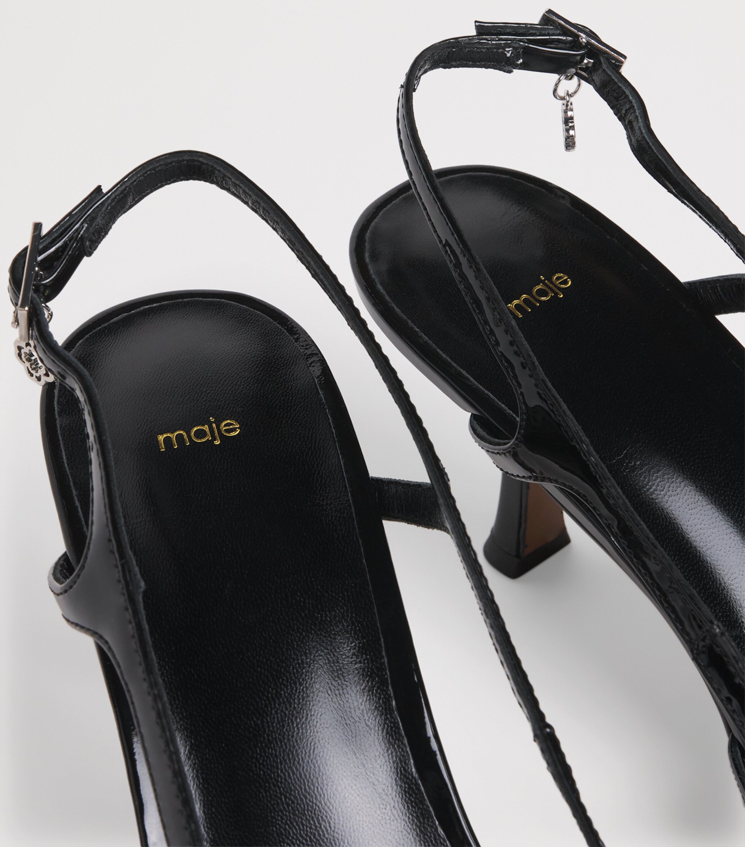 Patent Leather Slingback Pumps 70 BLACK Image 7