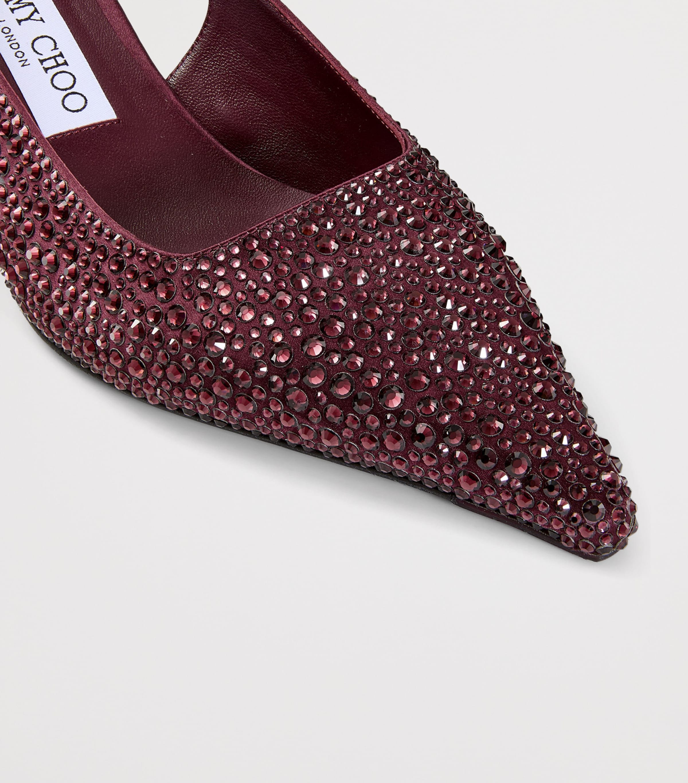 Jimmy Choo Amel 50 Satin Embellished Slingback Pumps Deep Merlot Image 6