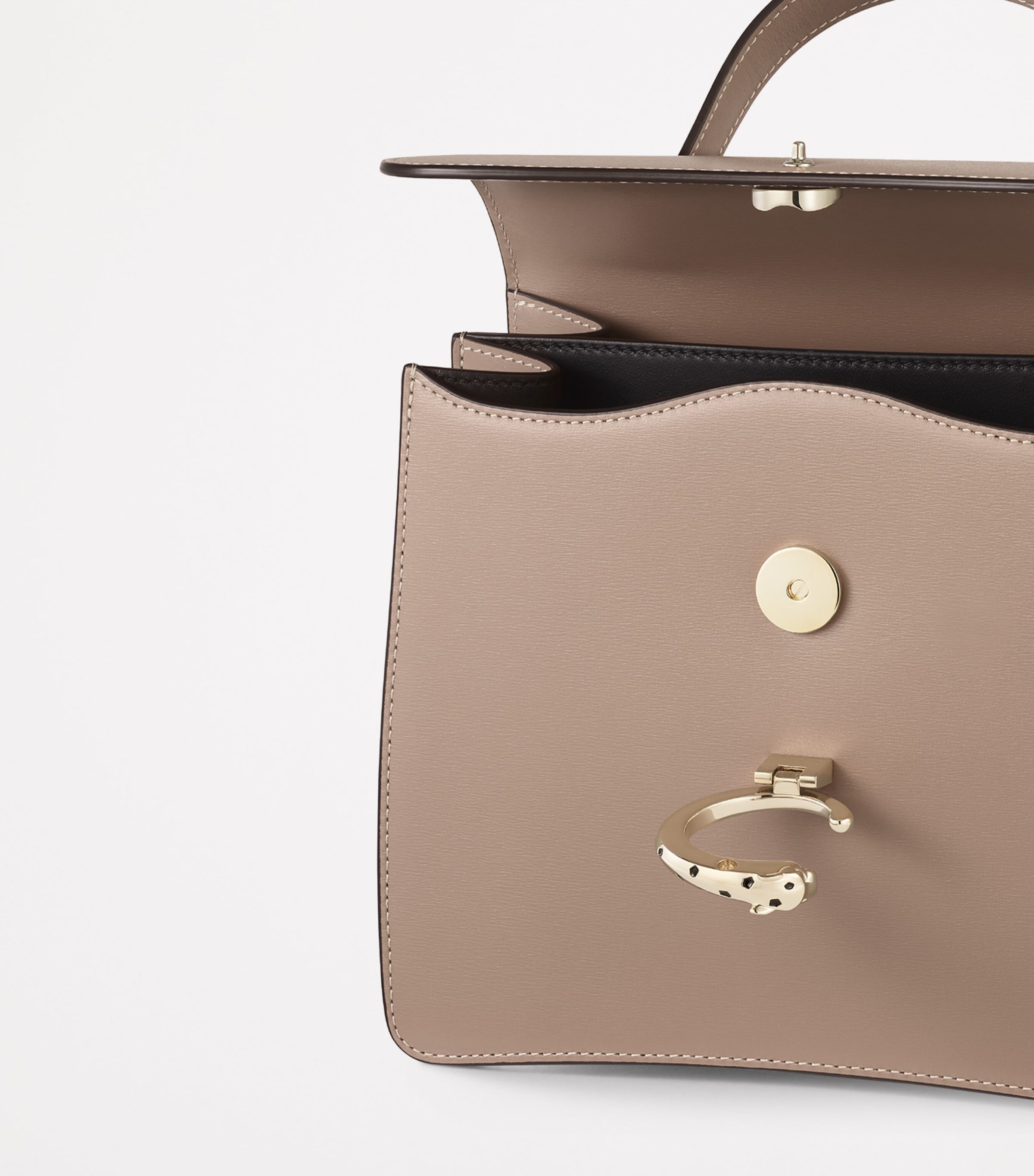 Small Leather Panthère C de Cartier Top-Handle Bag BEIGE Image 5