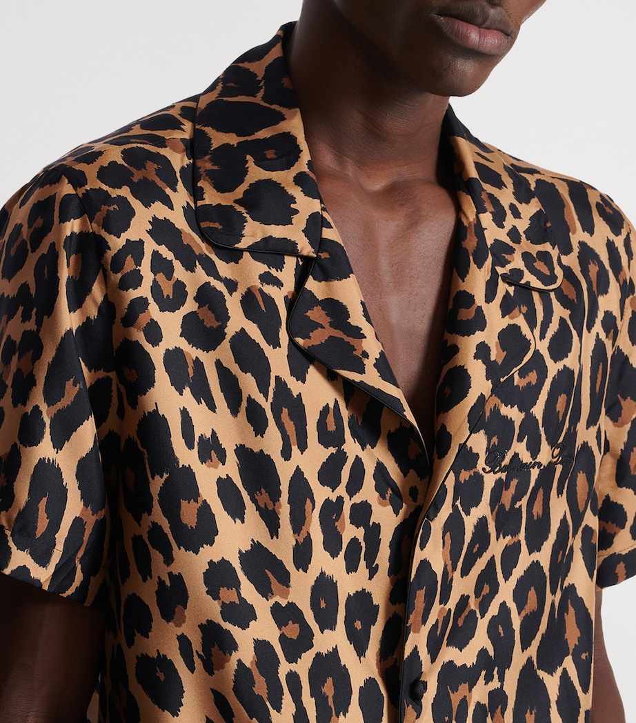 Balmain Mens Silk Leopard Print Shirt Gba Beige/noir Image 7