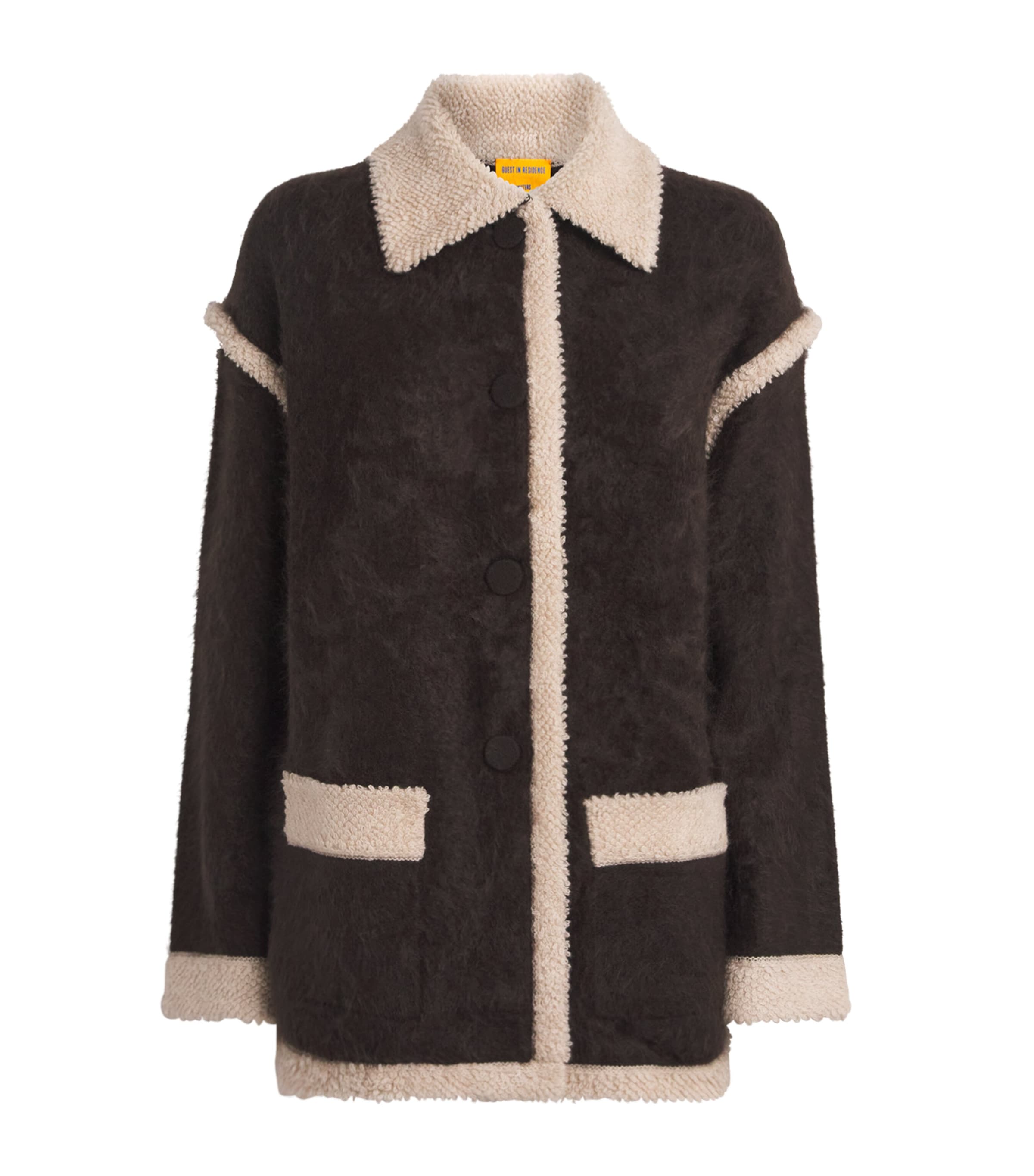 Guest In Residence Grizzly Shearling-trim Cashmere Jacket In Brown