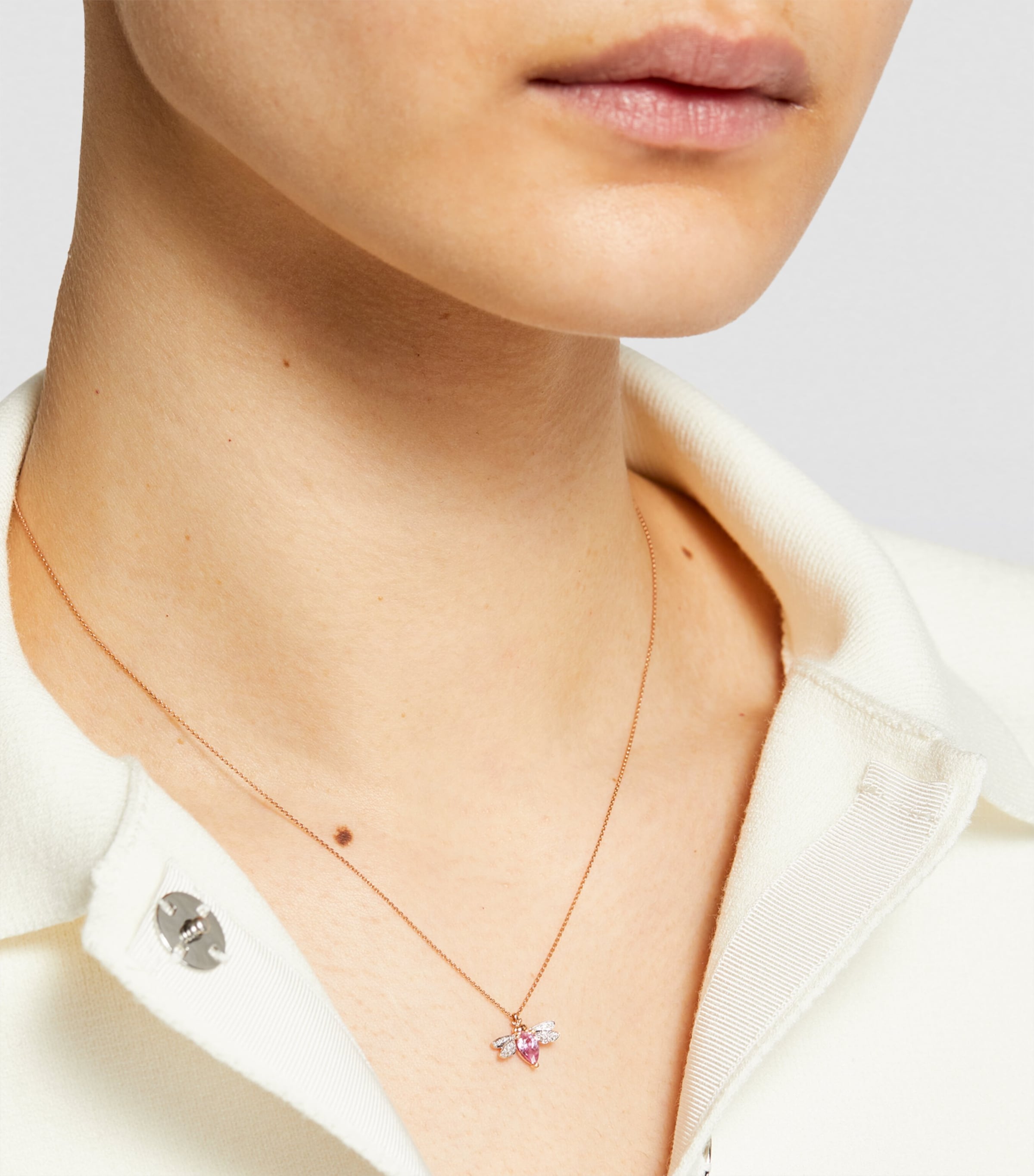 Rose Gold, Diamond and Sapphire Queen Bee Bella Necklace PINK Image 5