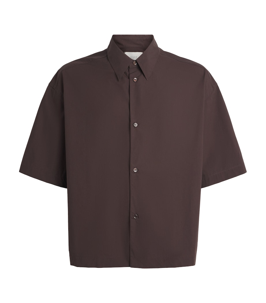 Studio Nicholson Mens Cotton Poplin Boxy-Fit Shirt Cocoa Image 1