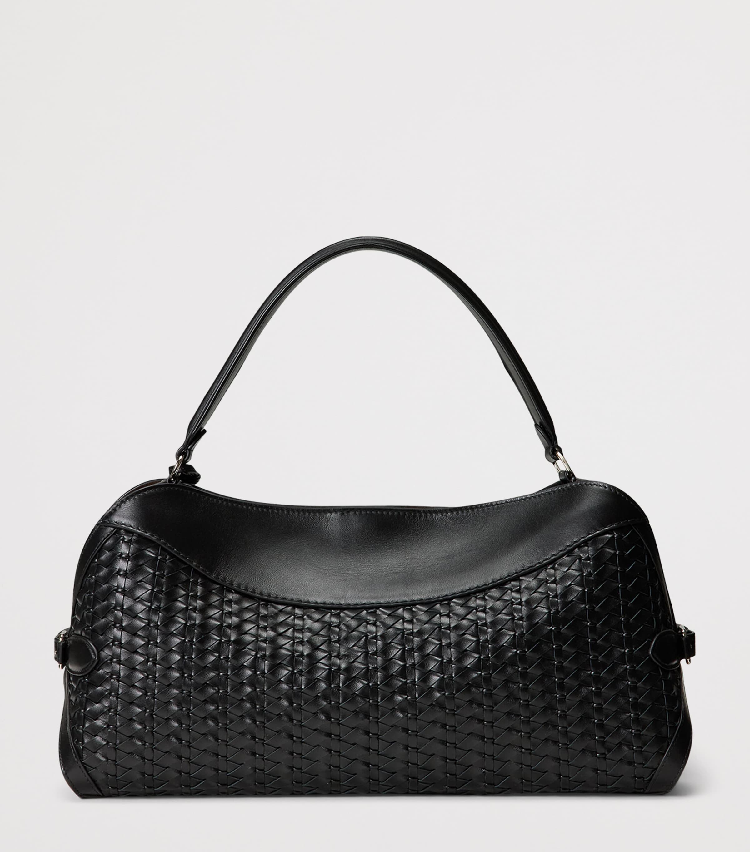 Ralph Lauren Collection Leather Braided The Ralph Shoulder Bag Black Image 3