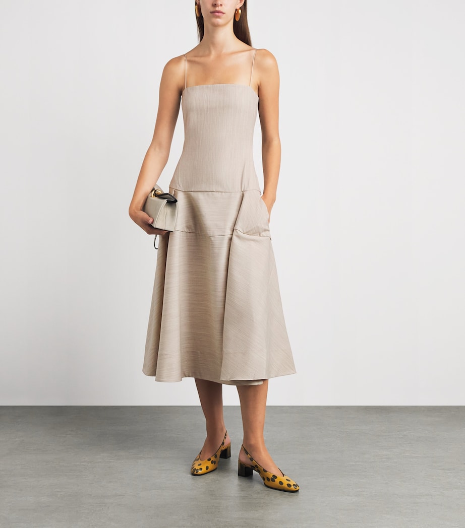 Jacquemus Womens Wool-Blend Paradiso Midi Dress Light Beige Image 2