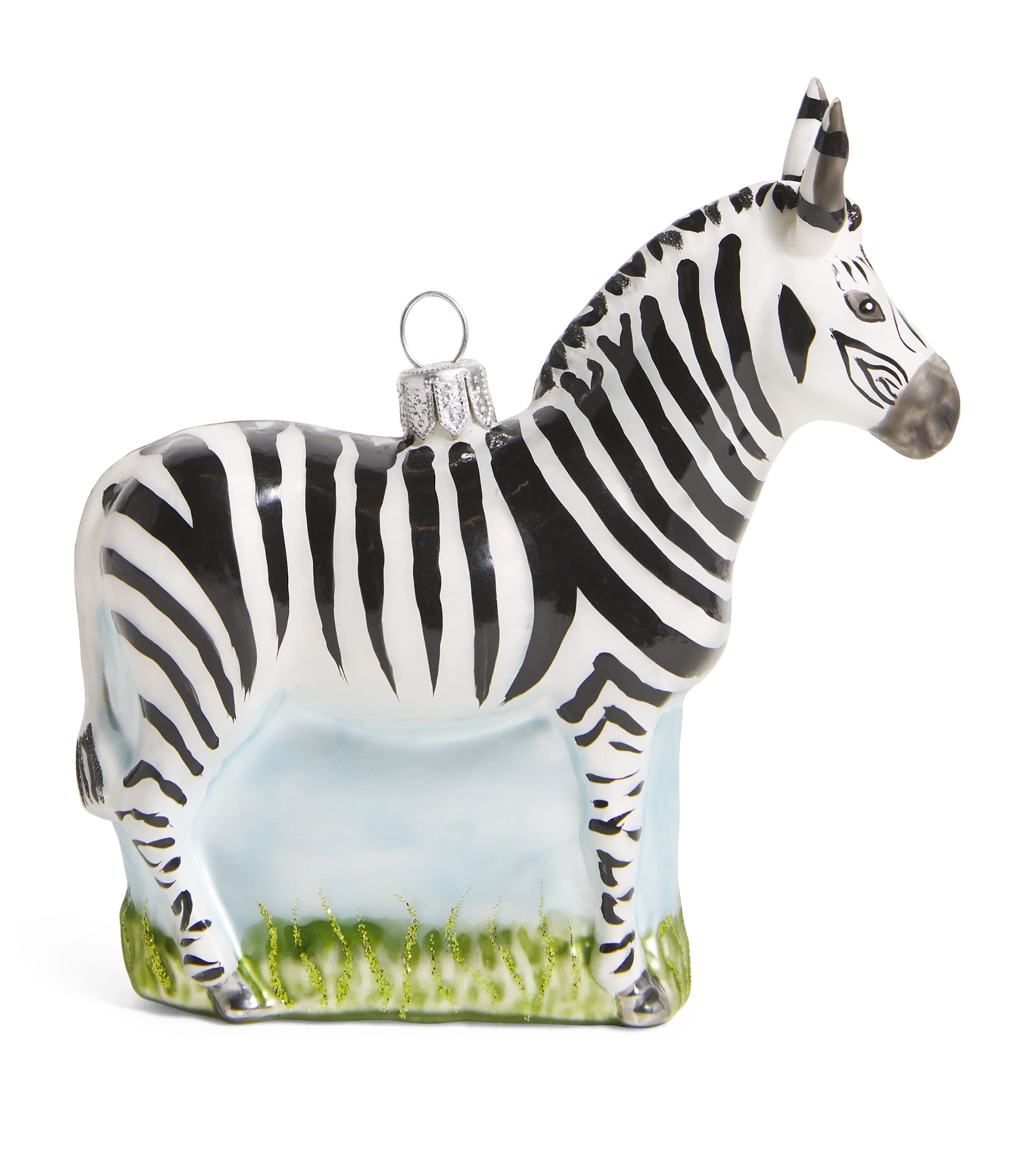 Harrods Glass Zebra Ornament In Multi