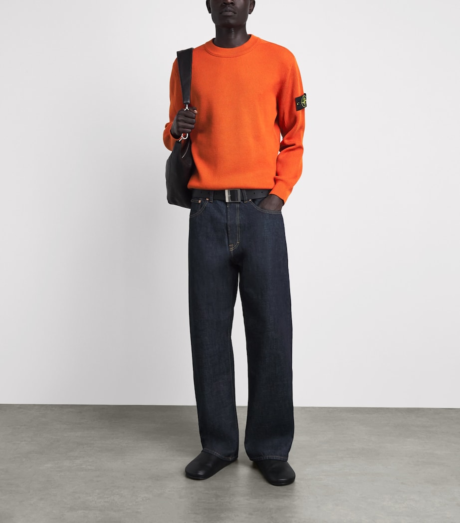 Stone Island Mens Ribbed Compass Patch Sweatshirt Image 2