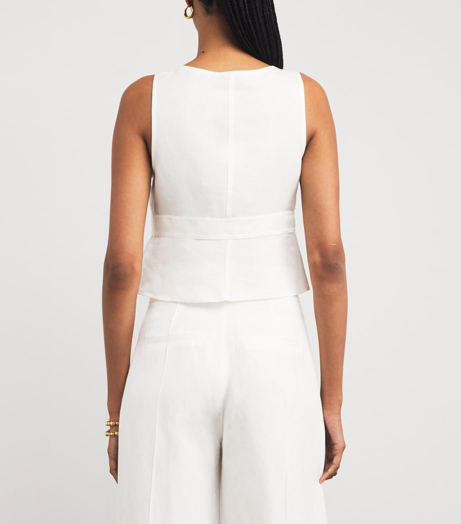 Linen-Blend Caine Top WHITE Image 4