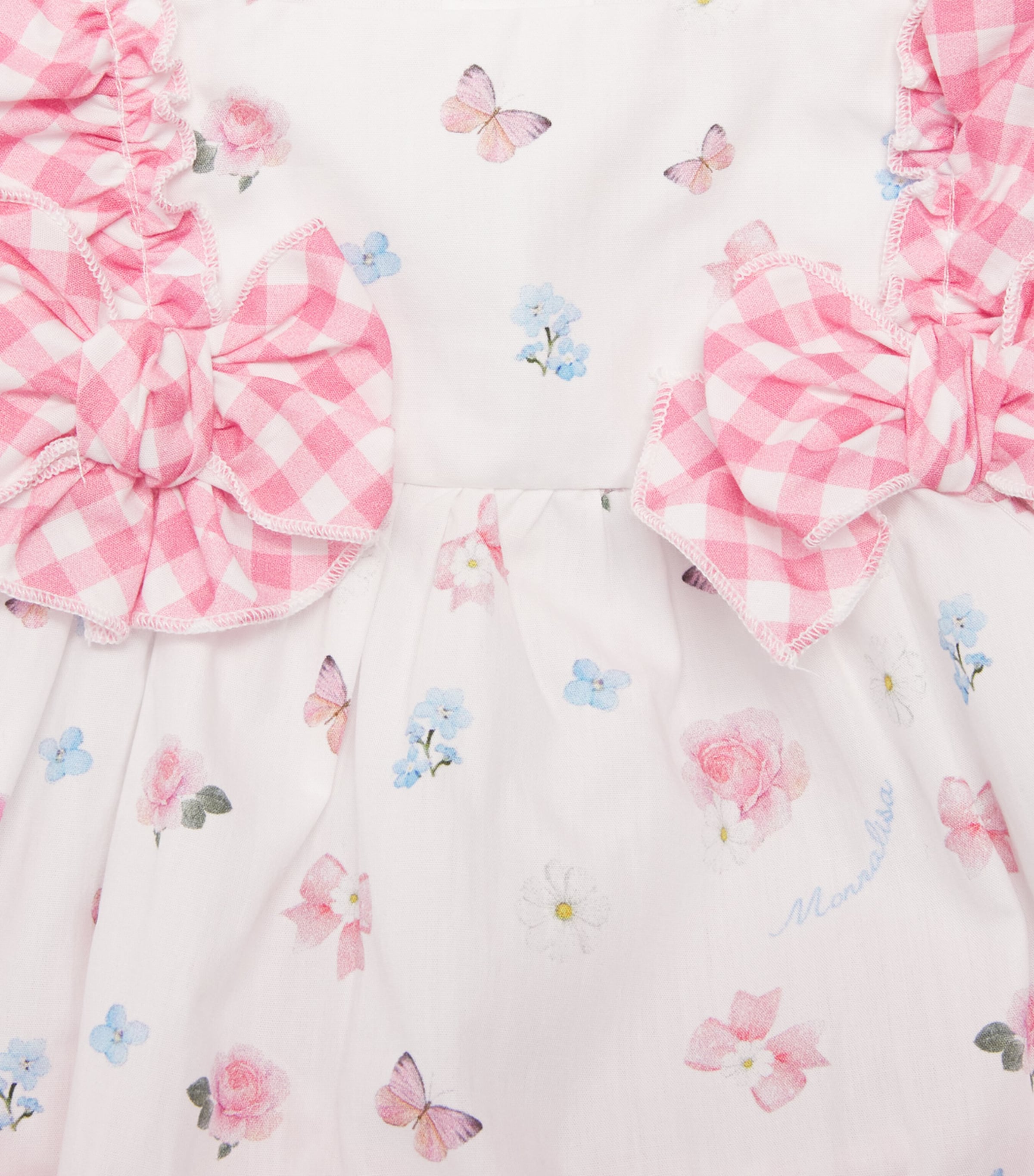 Monnalisa Floral Dress and Bloomers Set (1-9 Months) White+fairytale Pink Image 4