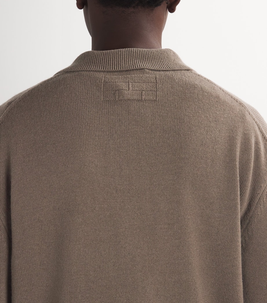 FRAME Mens Wool-Silk Polo Sweater Soft Mocha Image 6