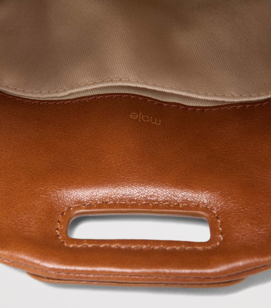 Maje Mini Leather Miss M Shoulder Bag Tobacco Image 11