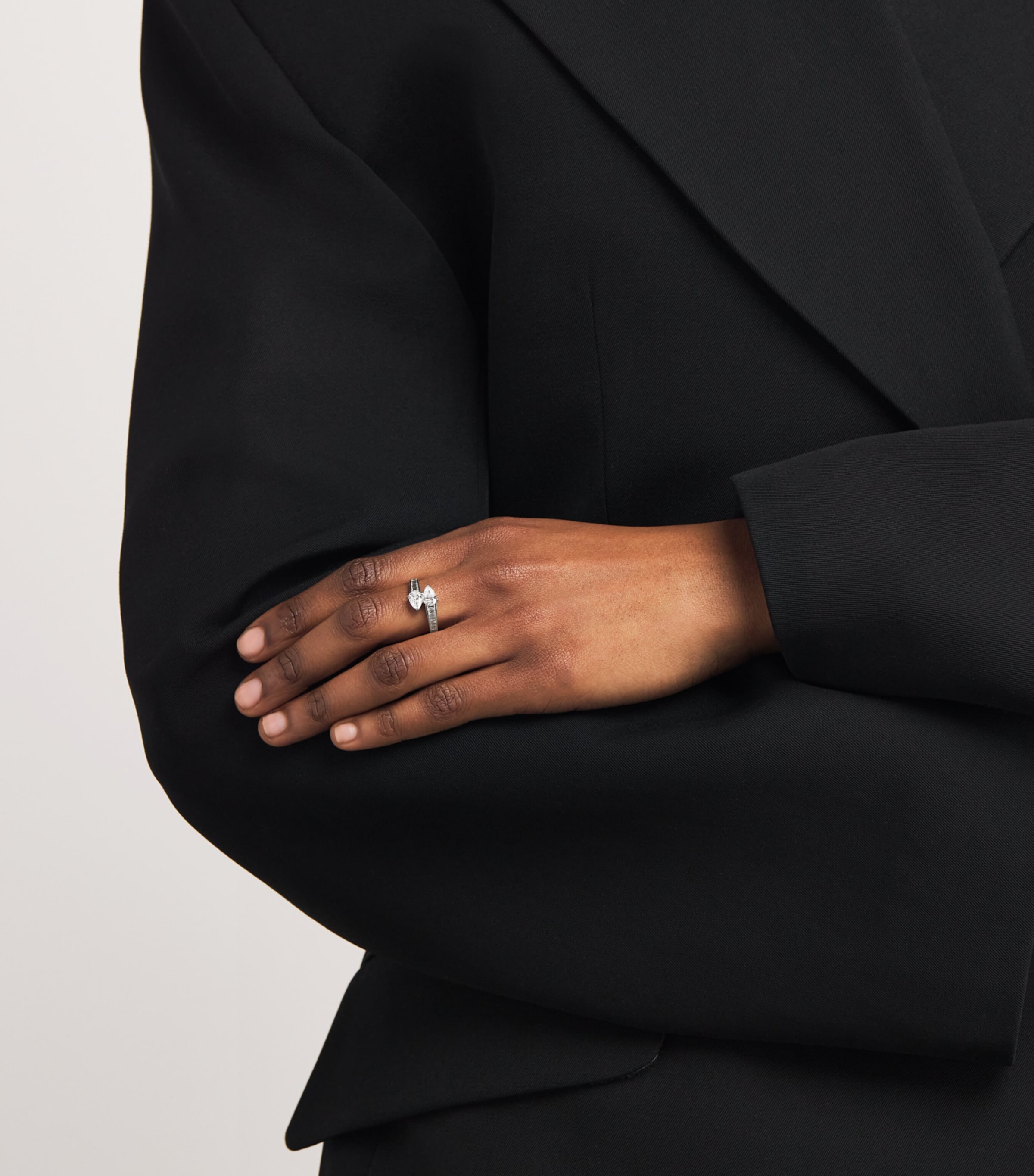 White Gold and Diamond  Saturn Ring WHITE GOLD Image 2