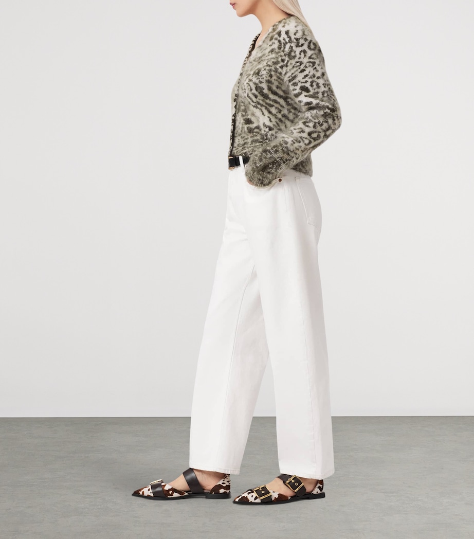 AllSaints Womens Leopard Print Amur Cardigan Chalk White/green Image 6