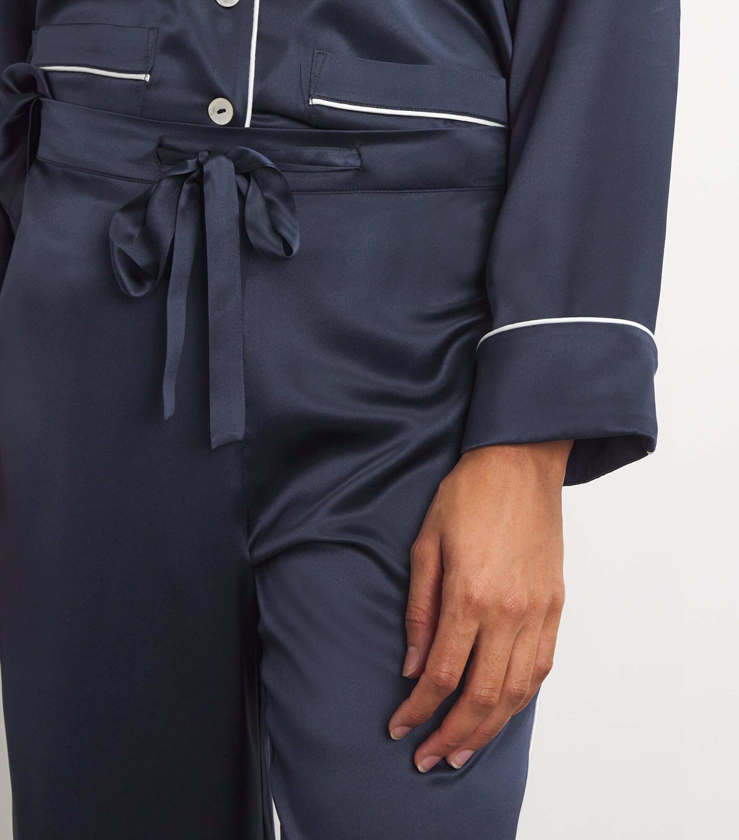 Silk Coco Pyjama Set NAVY IVORY Image 4