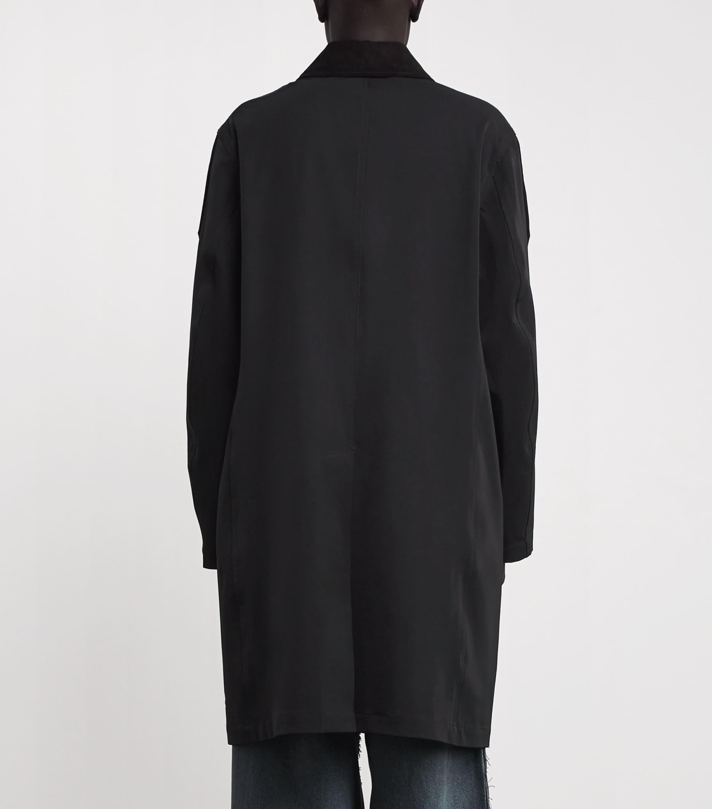 Leather-Trim Trench Coat BLACK Image 4