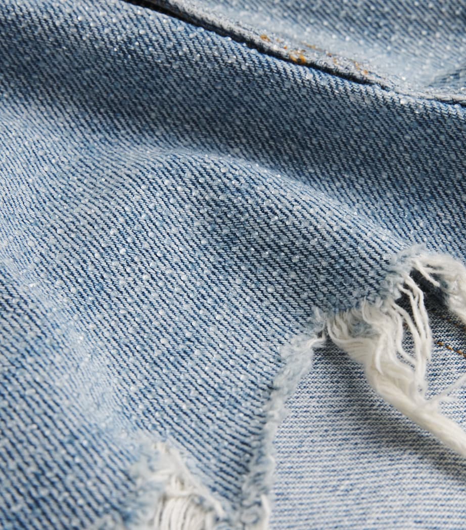 Alexander Wang Womens Denim Hotfix Distressed Shorts Powder Blue Image 5