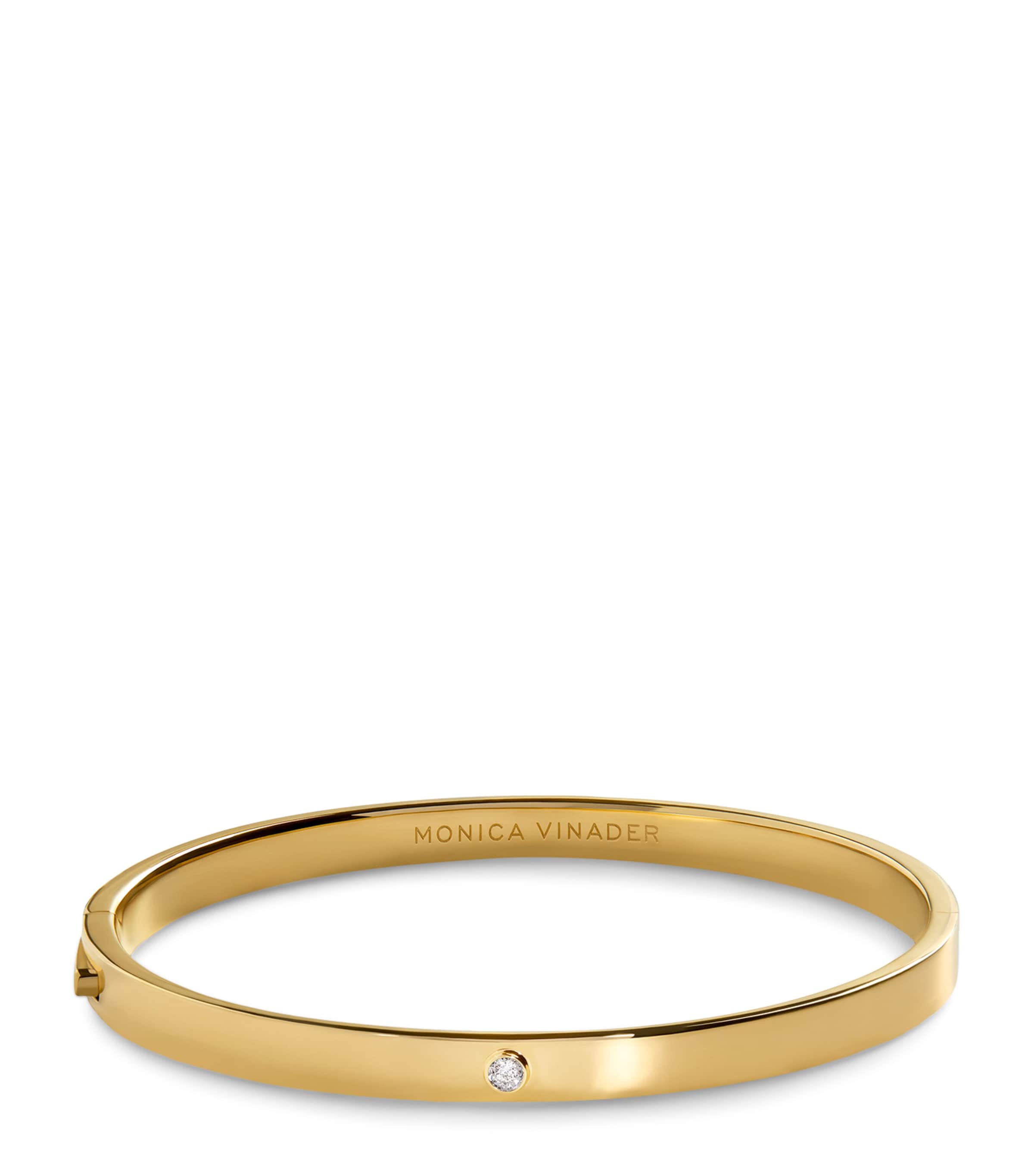 Monica Vinader Gold Vermeil And Diamond Solitaire Bangle In Gold