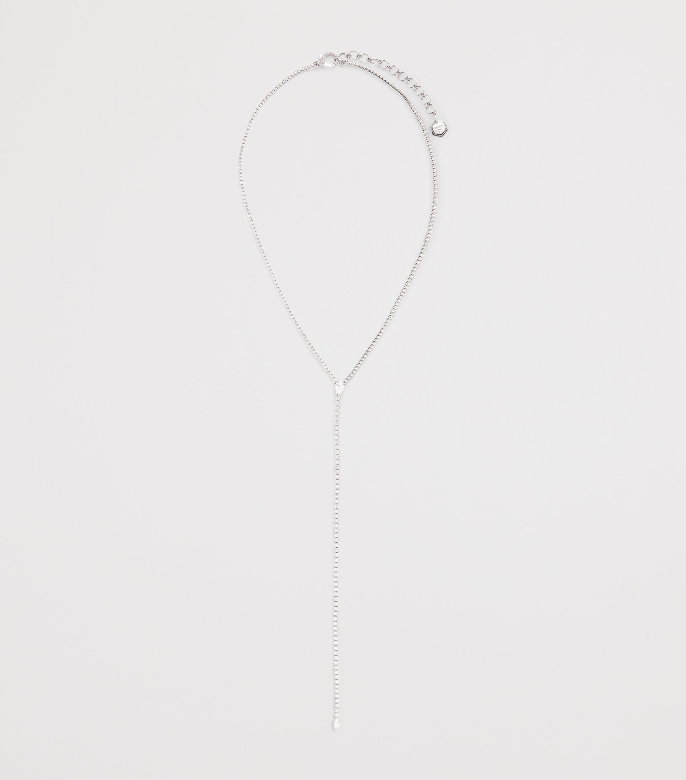 White Gold and Diamond Thread Y Necklace WHITE GOLD Image 3