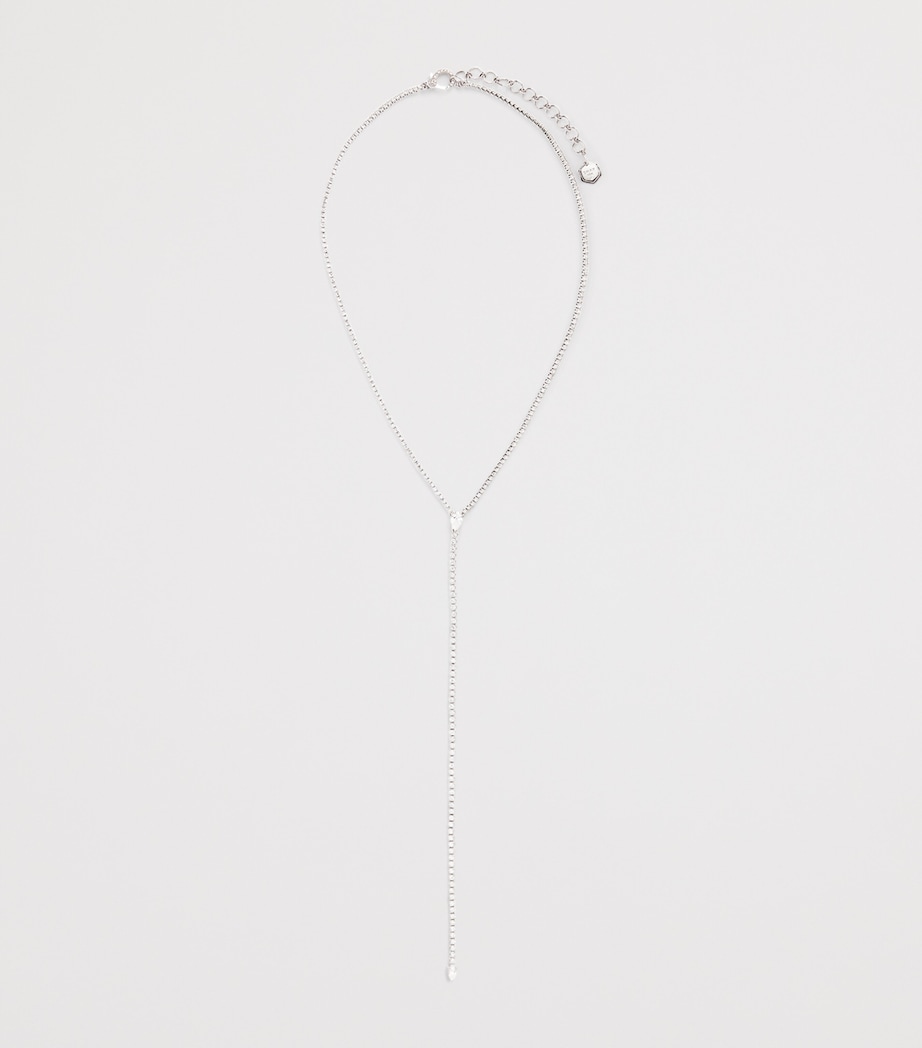 White Gold and Diamond Thread Y Necklace WHITE GOLD Image 3