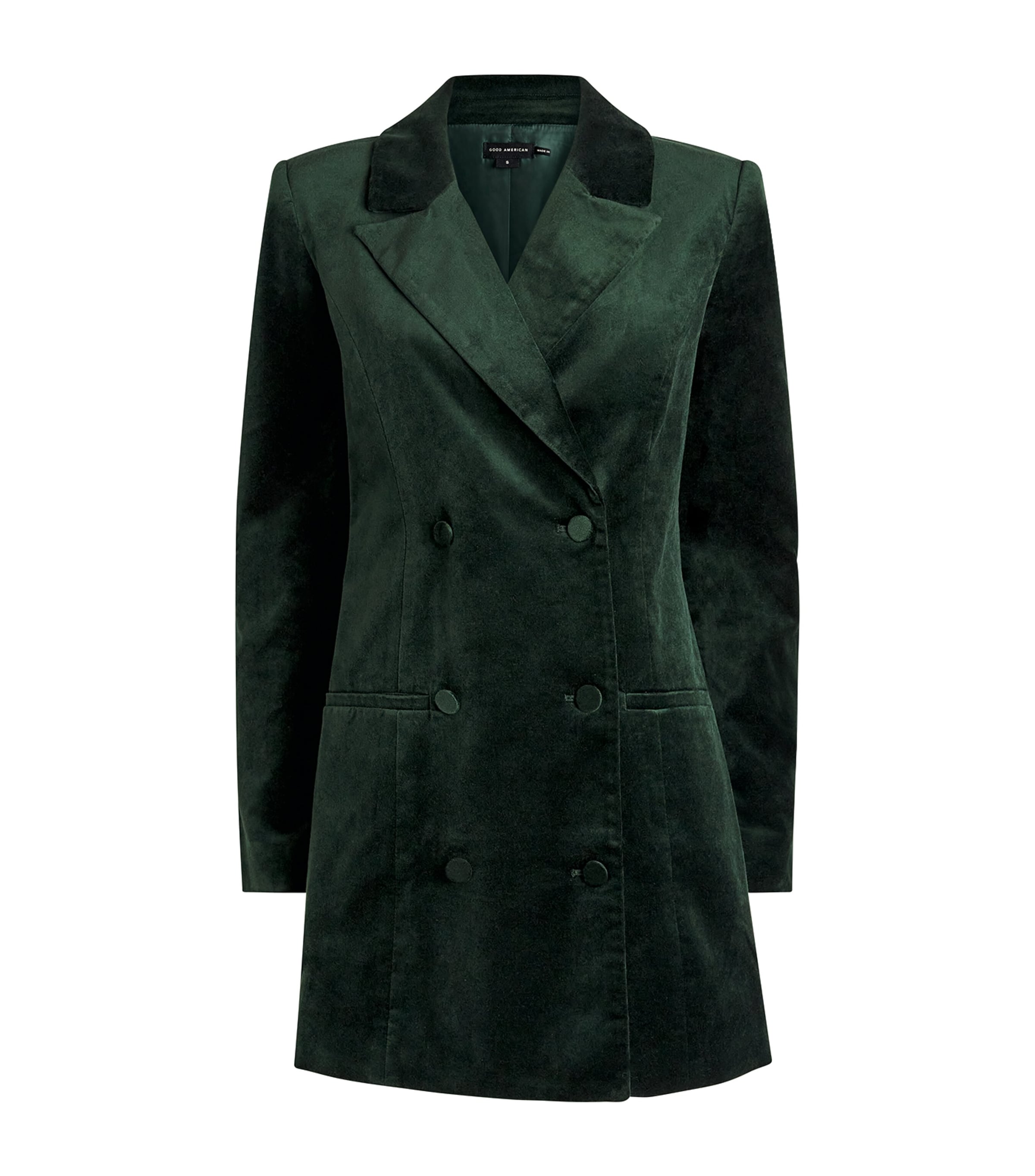 Good American Velvet Exec Dress - Pine Green