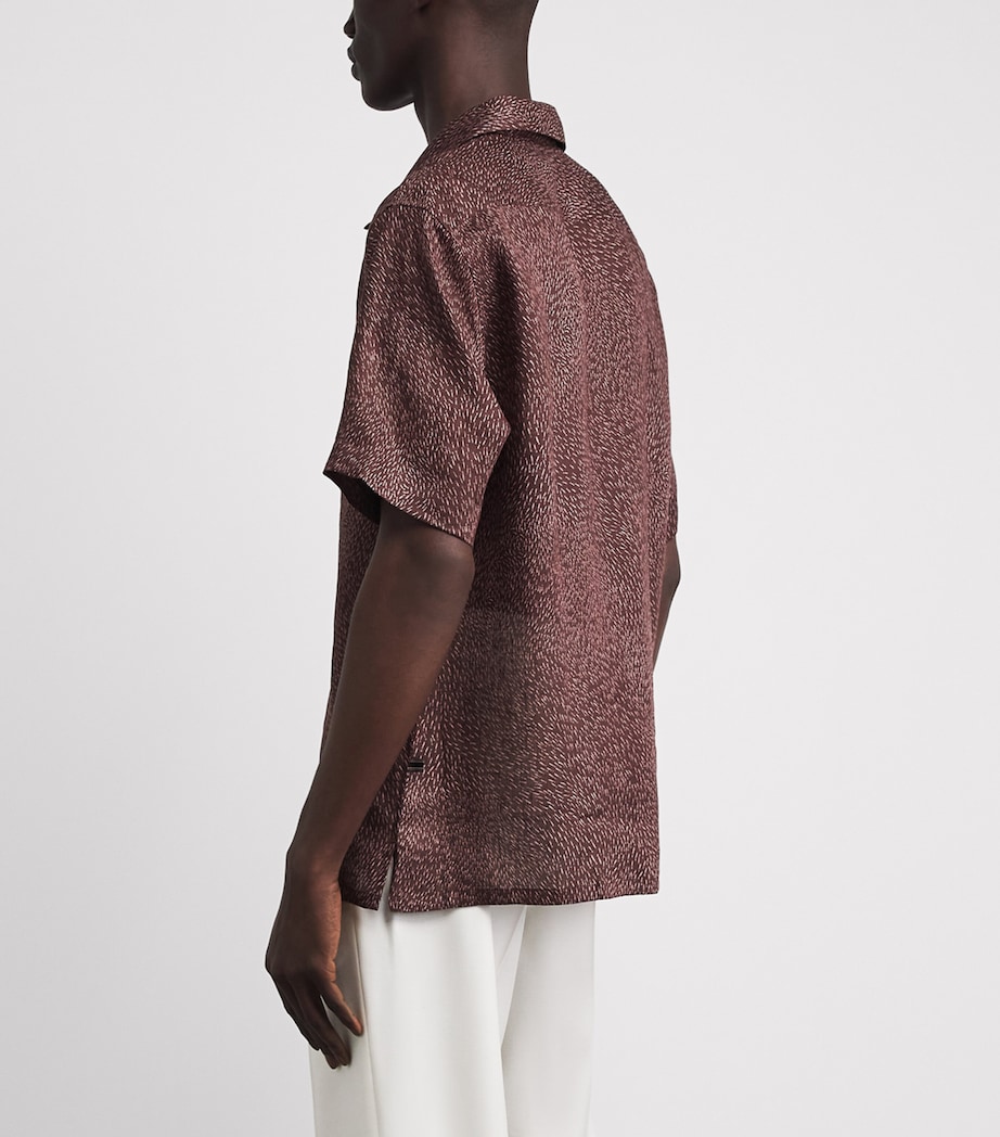 Brioni Mens Linen Short-Sleeve Flecked Shirt Image 5