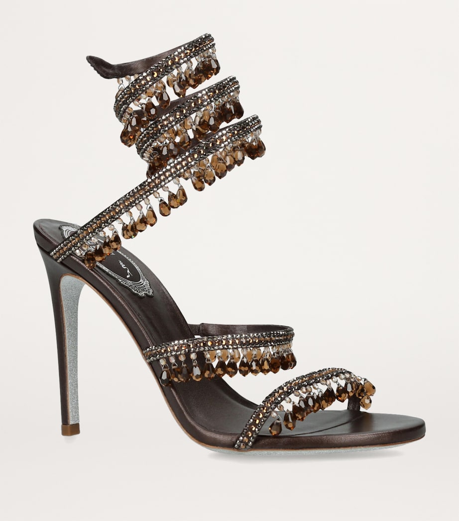 Satin Chandelier Heeled Sandals 105 BROWN Image 3