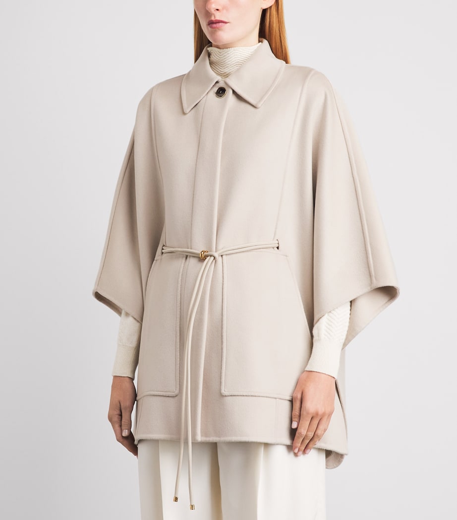 Agnona Womens Cashmere Belted Cape Beige Greige Image 4