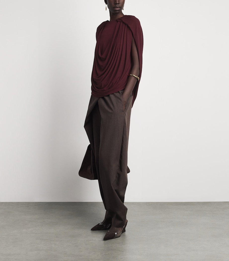 Brandon Maxwell Womens Draped Astor Top Wine Image 2