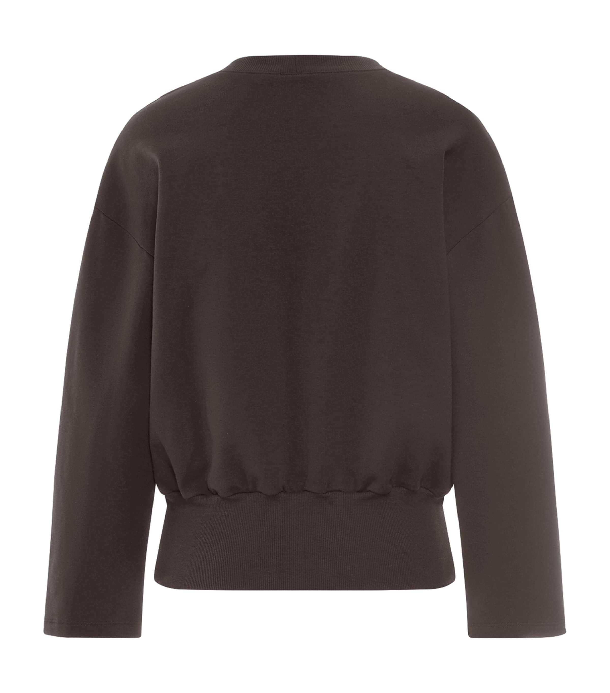 Hanro Womens Stretch-Cotton Natural Living Sweatshirt Dark Mocha Image 3