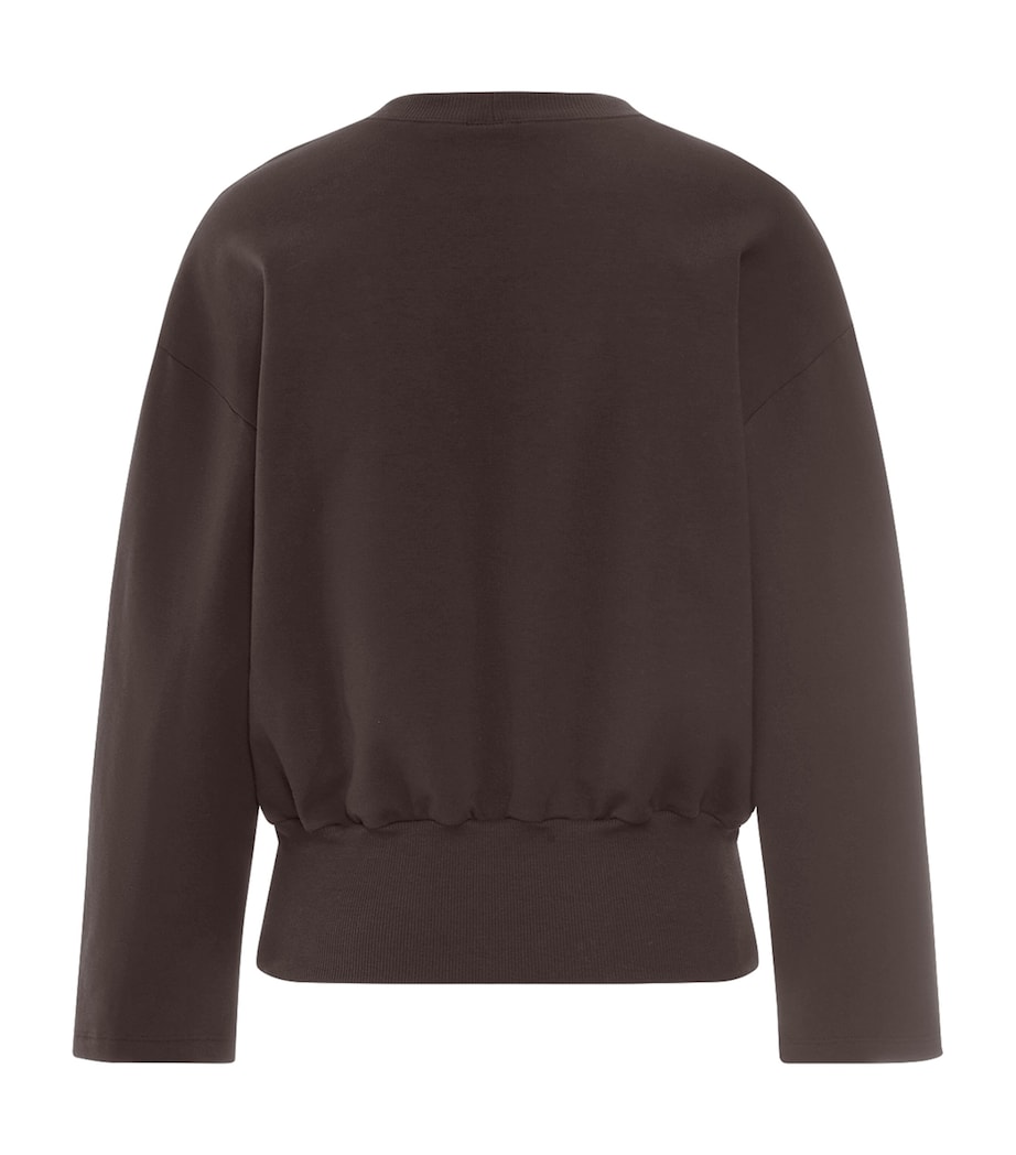 Hanro Womens Stretch-Cotton Natural Living Sweatshirt Dark Mocha Image 3