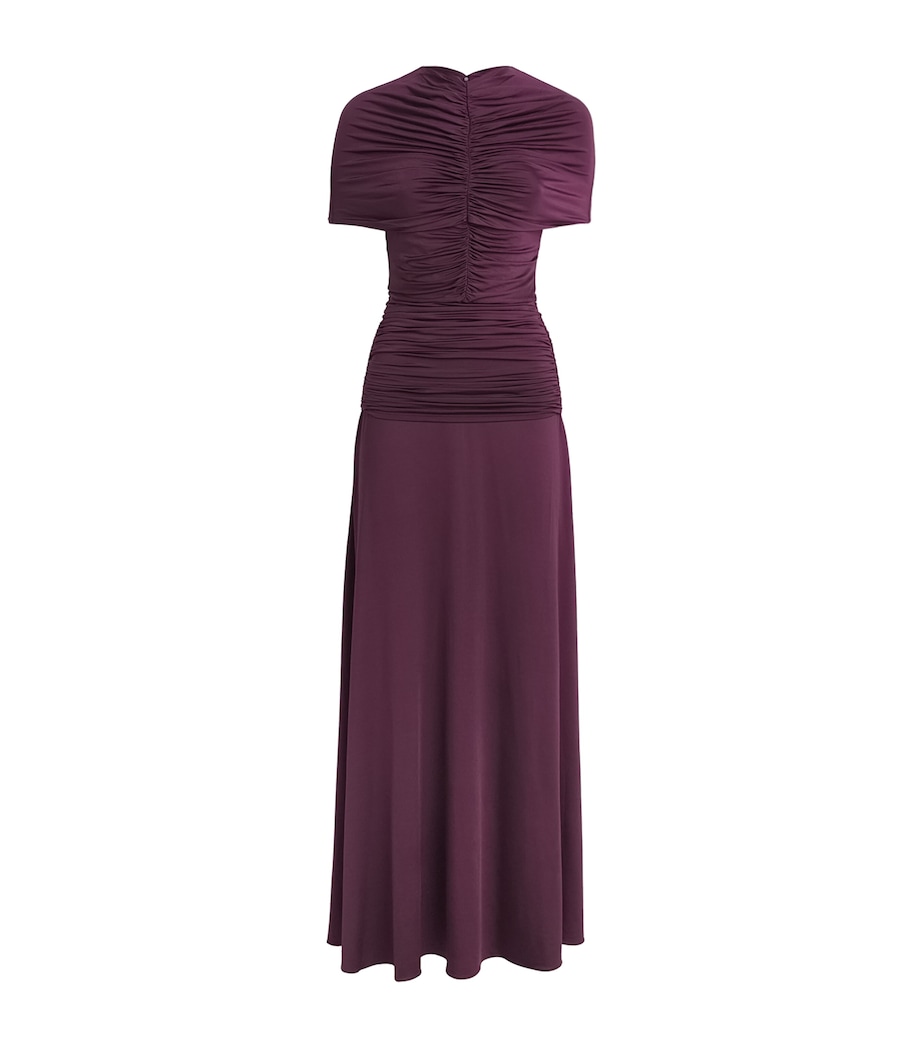 Self-Portrait Womens Jersey Gathered Maxi Dress Burgundy Image 1