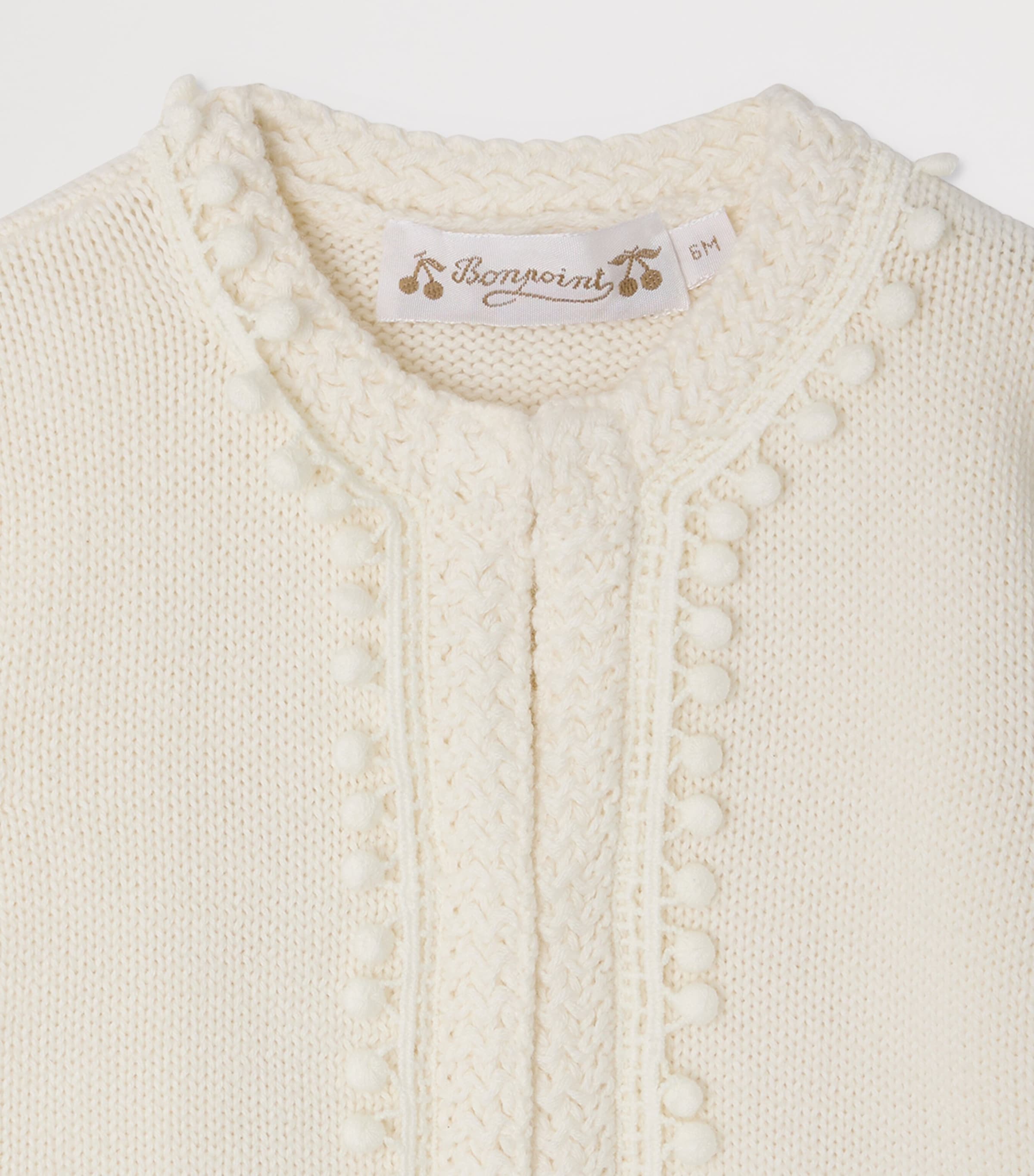 Bonpoint Cotton-Cashmere Cardigan (6-18 Months) Craie Image 3