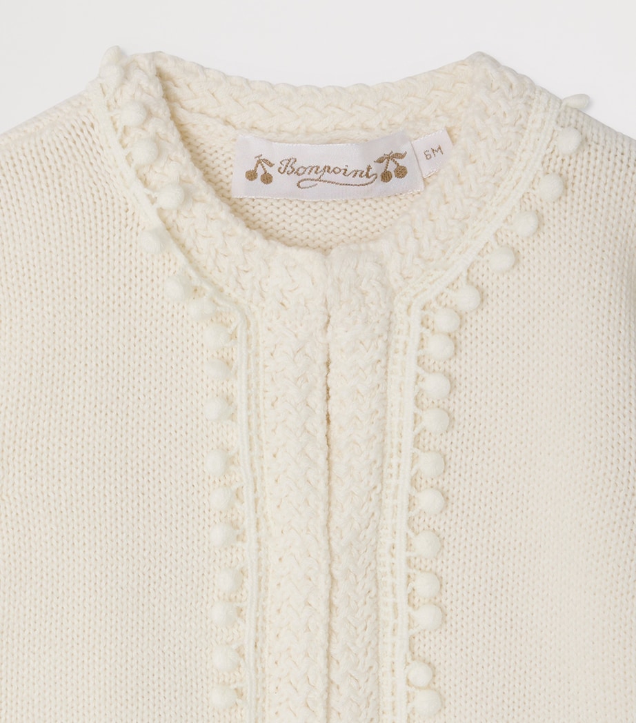 Bonpoint Cotton-Cashmere Cardigan (6-18 Months) Craie Image 3
