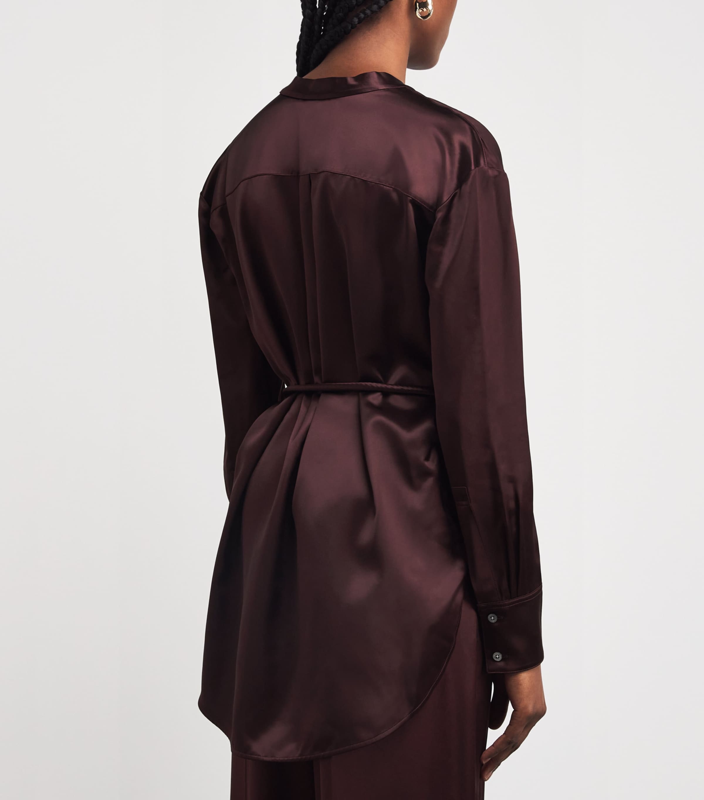 Satin V-Neck Blouse 600 MERLOT Image 4