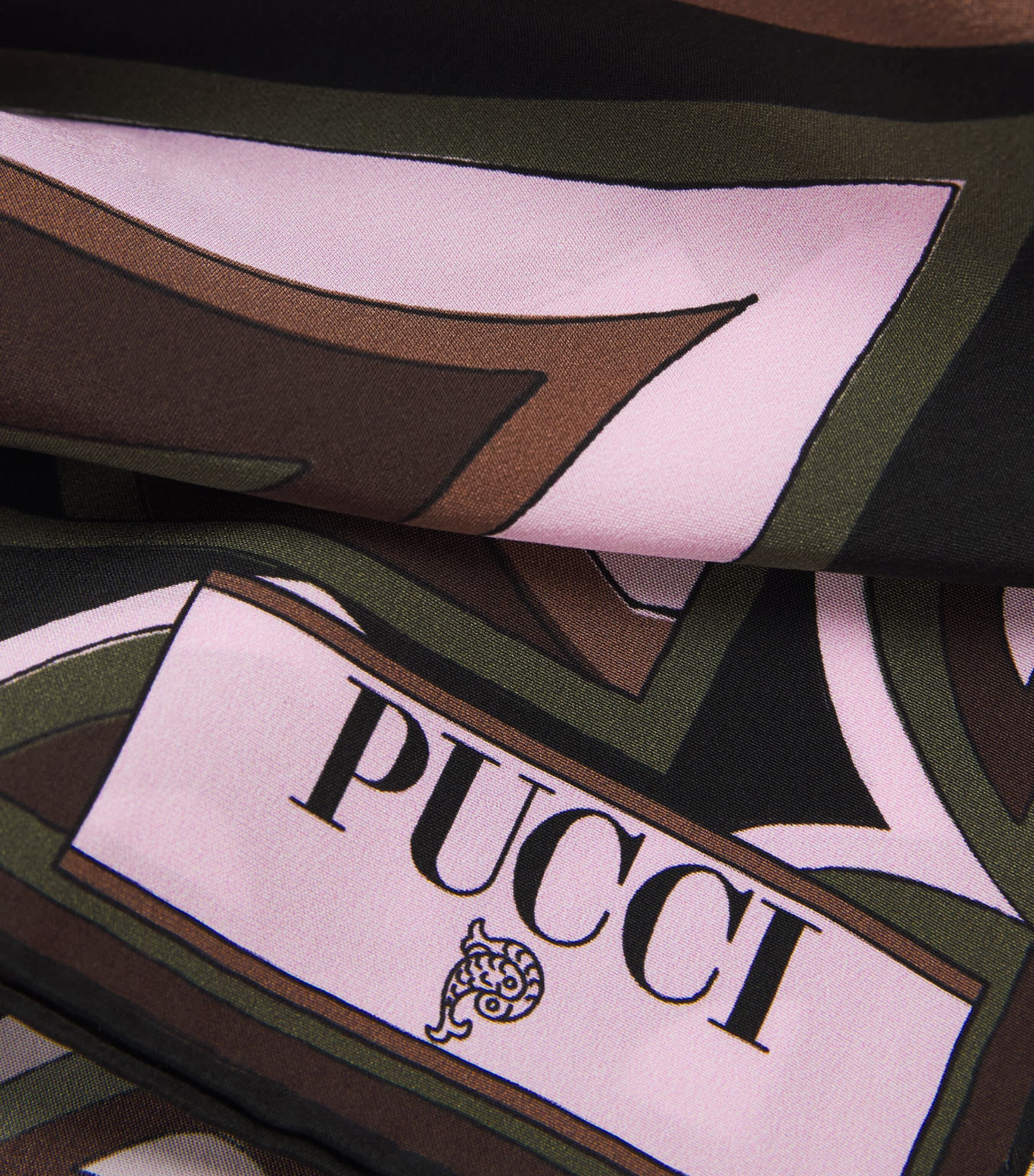 PUCCI Silk Baiadera Print Stole Khaki Pink Image 3