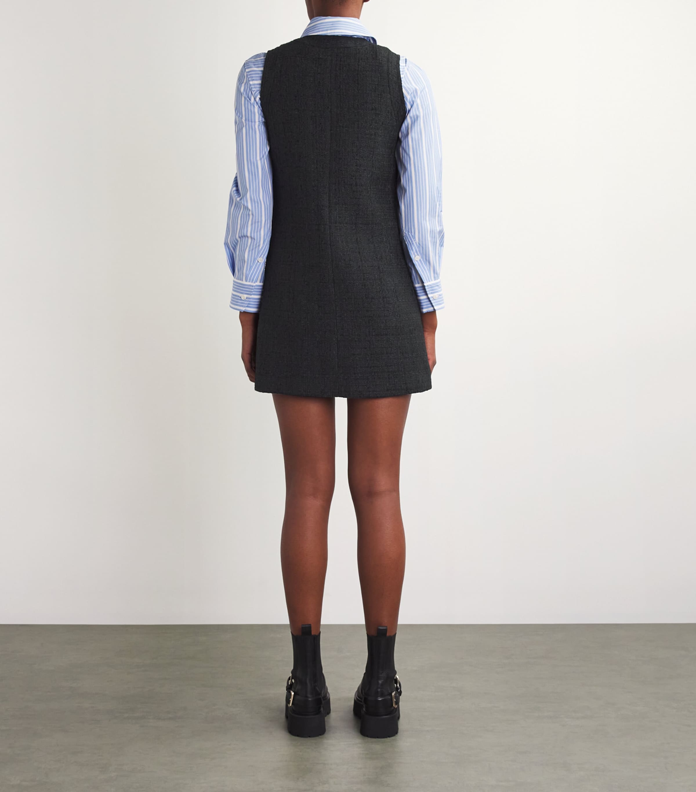 Tweed Mini Shift Dress BLACK Image 3