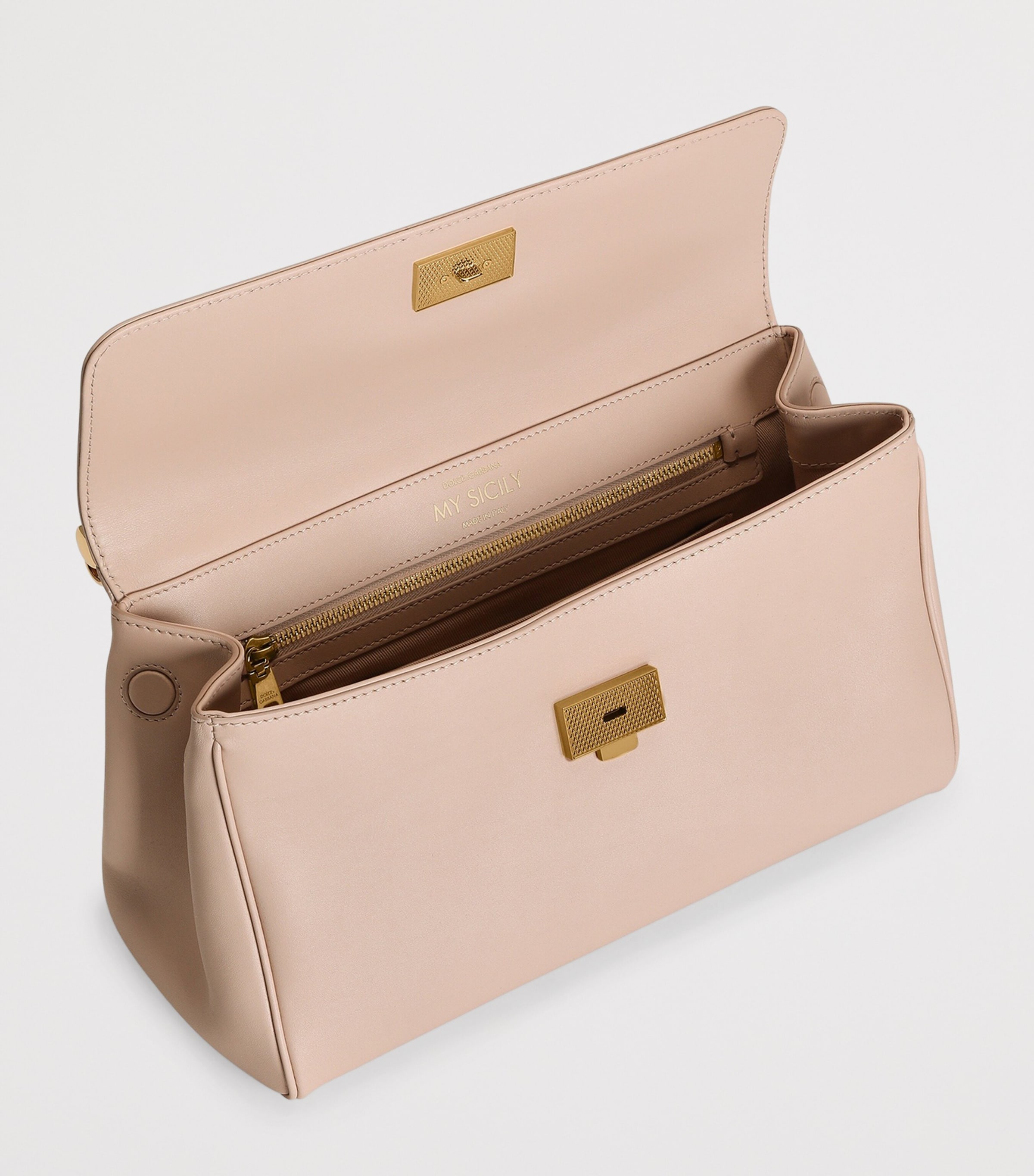 Plongé Calfskin My Sicily Top-Handle Bag 80095-NUDE 1 Image 6