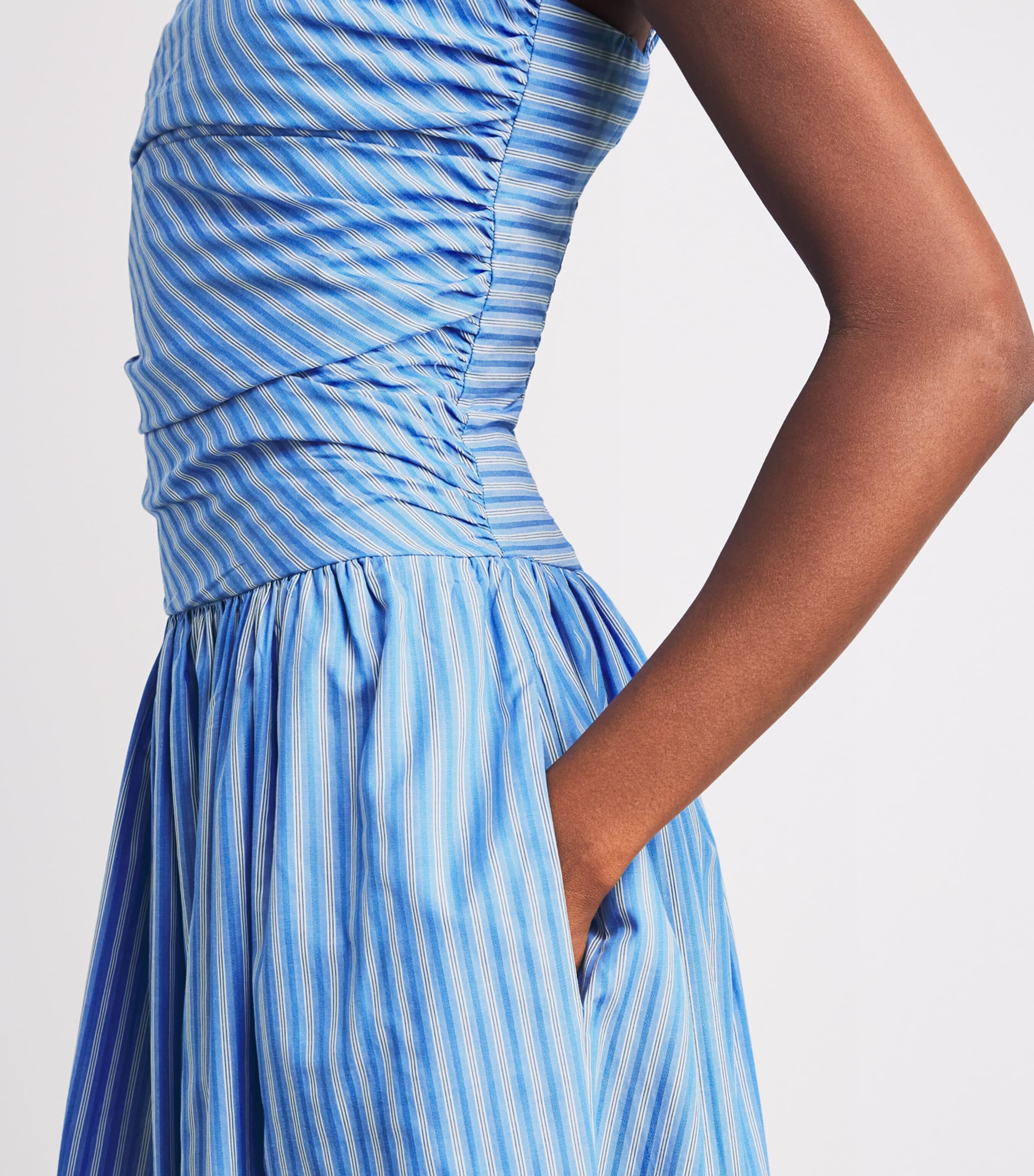 Faithfull The Brand Womens Cotton Stripe Portlligat Maxi Dress Joao Strp Azlejo Blu Image 5
