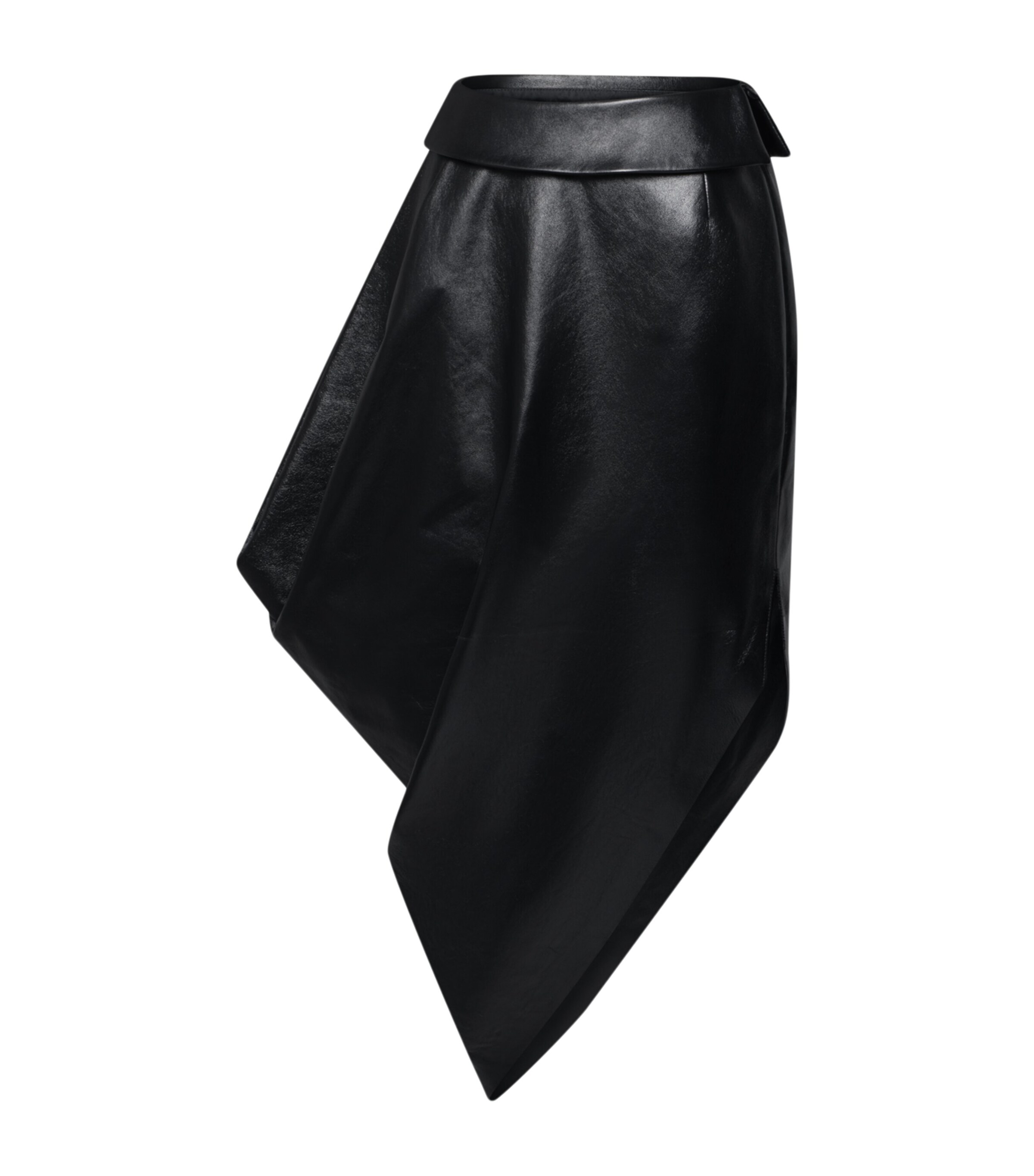 LOUIS VUITTON Womens Lambskin Asymmetric Midi Skirt Black Image 2