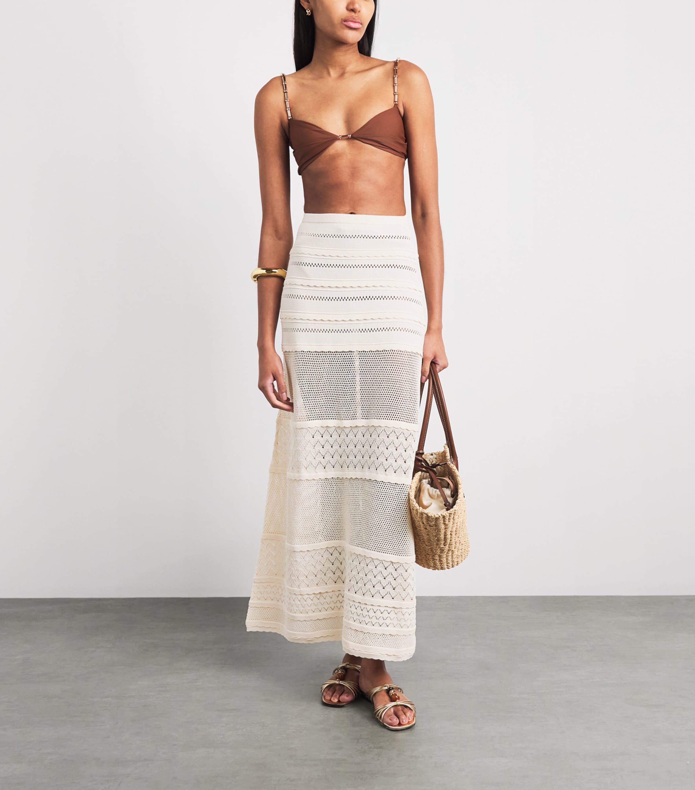 Devon Windsor Womens Crochet Yasmin Maxi Skirt Veil Image 2