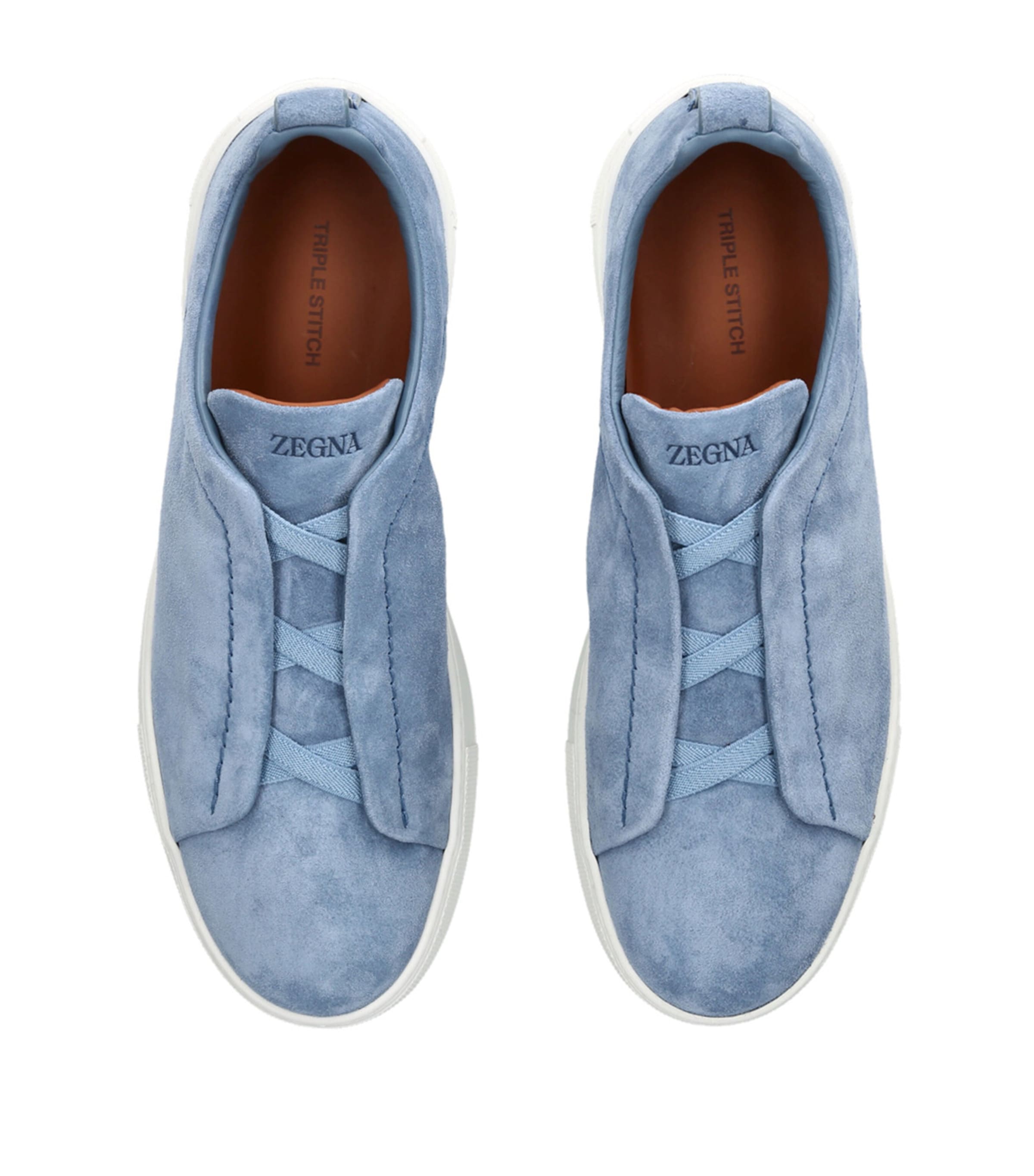 Zegna Blue Suede Triple Stitch Sneakers | Harrods US