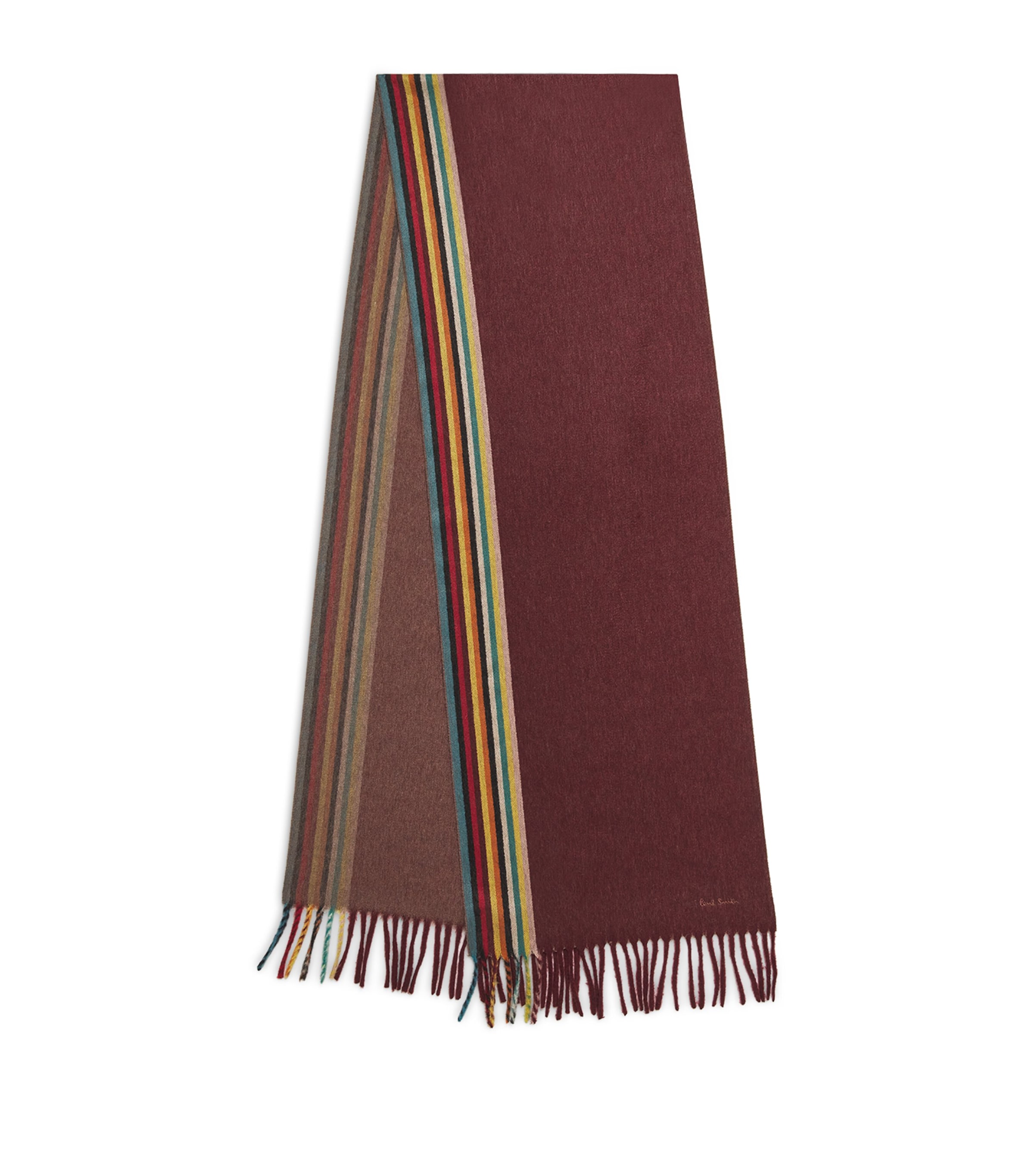 Paul Smith Cashmere Signature Stripe Scarf In Brown