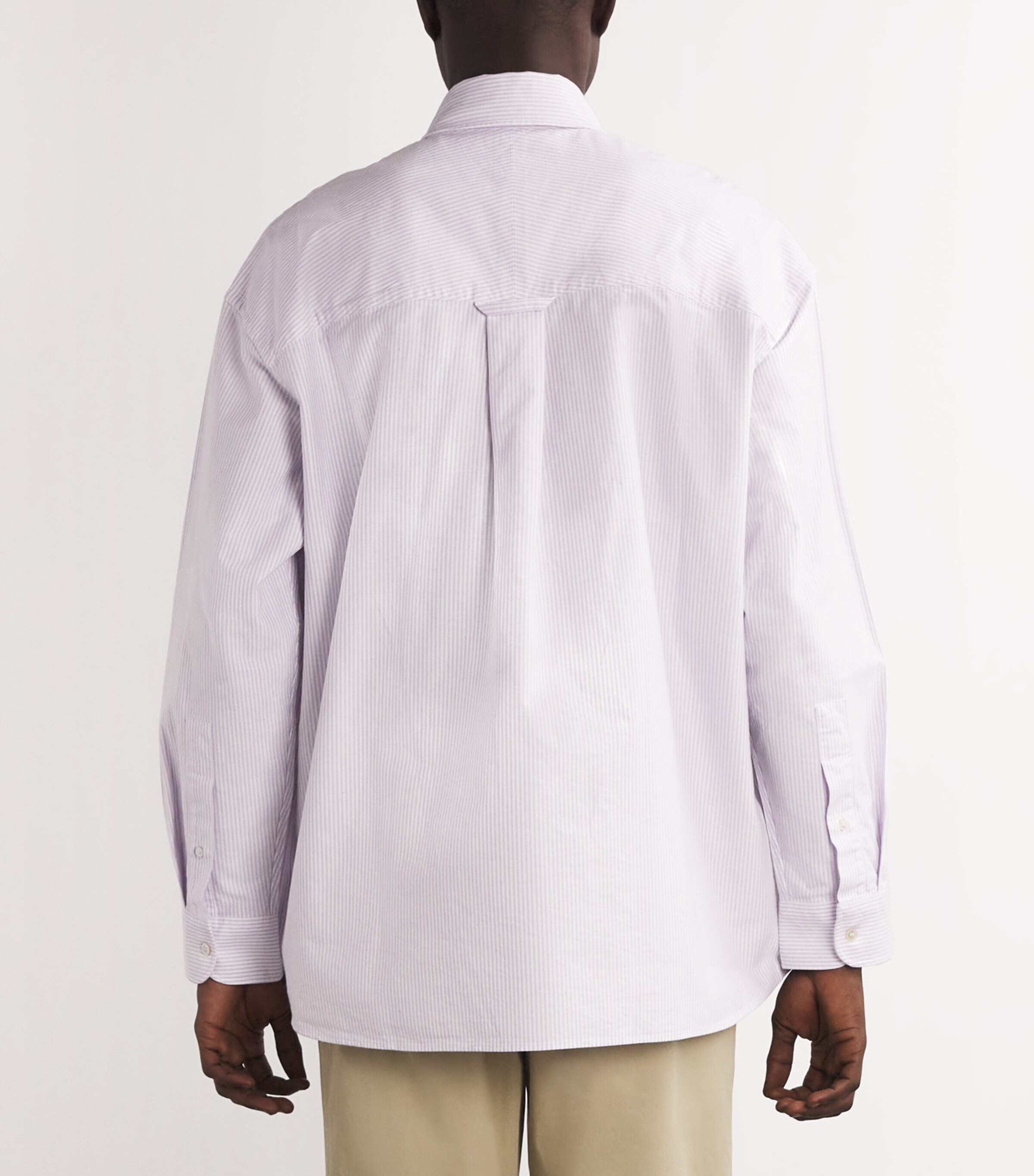 Studio Nicholson Mens Cotton Striped Ruskin Oxford Shirt Lilac Stripe Image 4