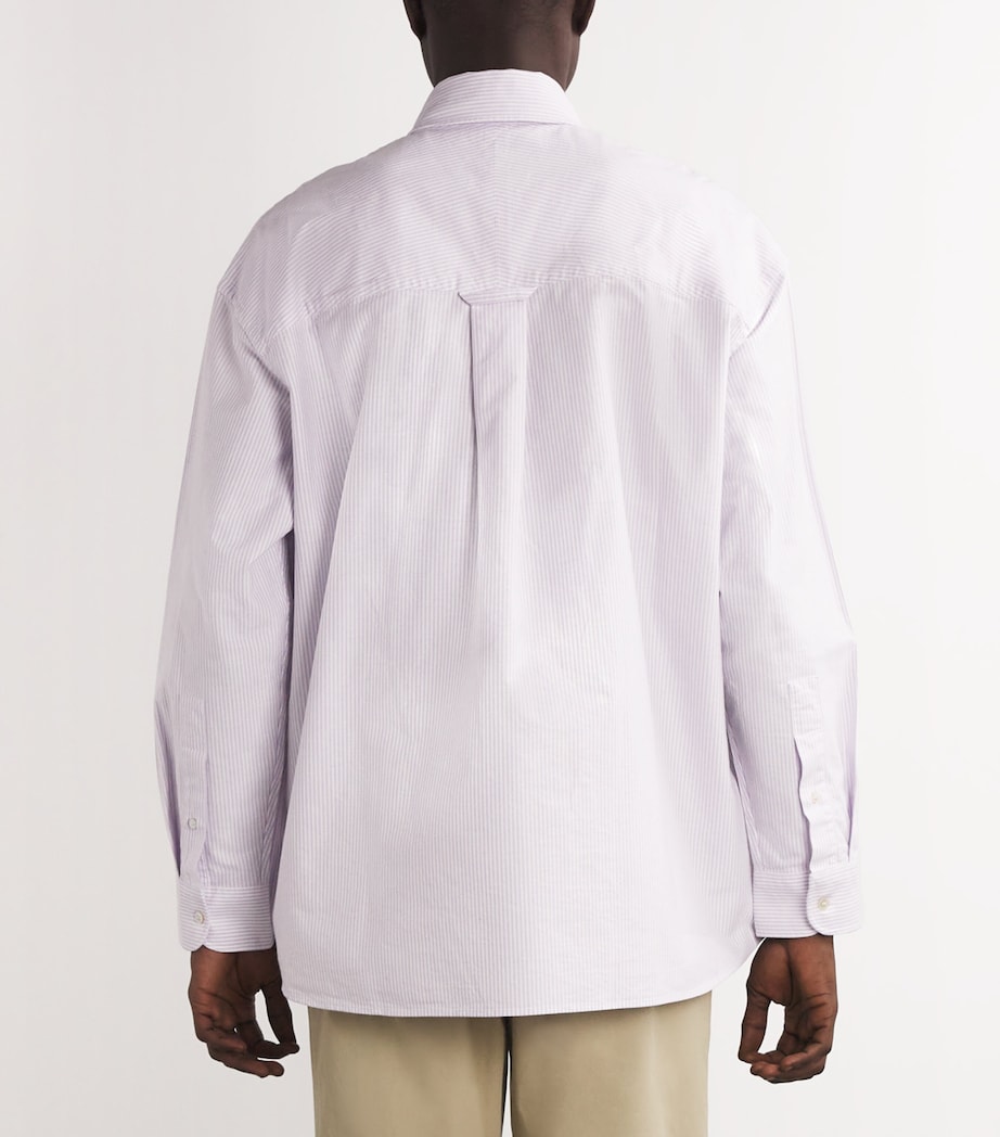 Studio Nicholson Mens Cotton Striped Ruskin Oxford Shirt Lilac Stripe Image 4