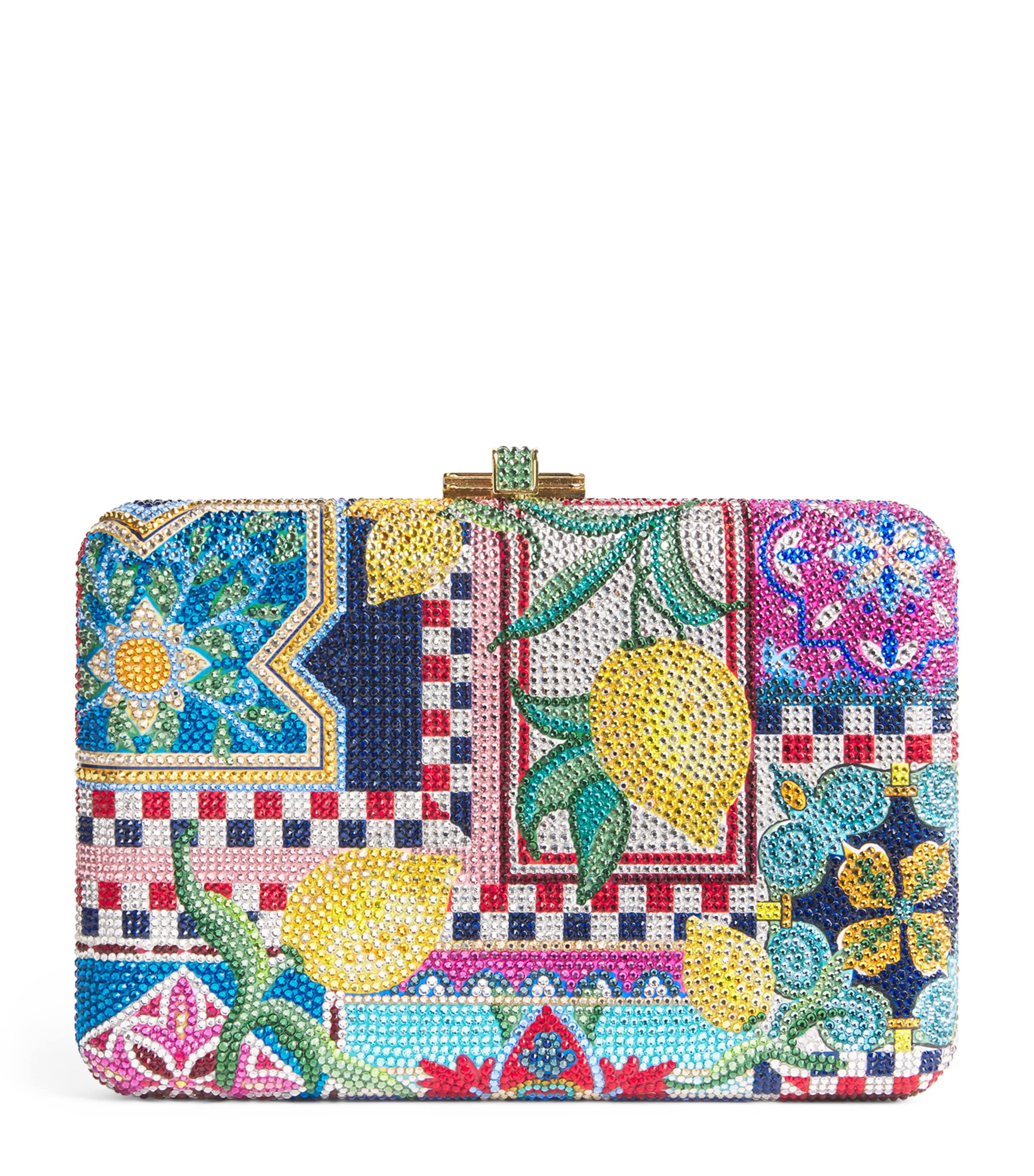 Judith Leiber Embellished Slim Slide Clutch Bag Chmpgn Dark Ind Mul Image 1
