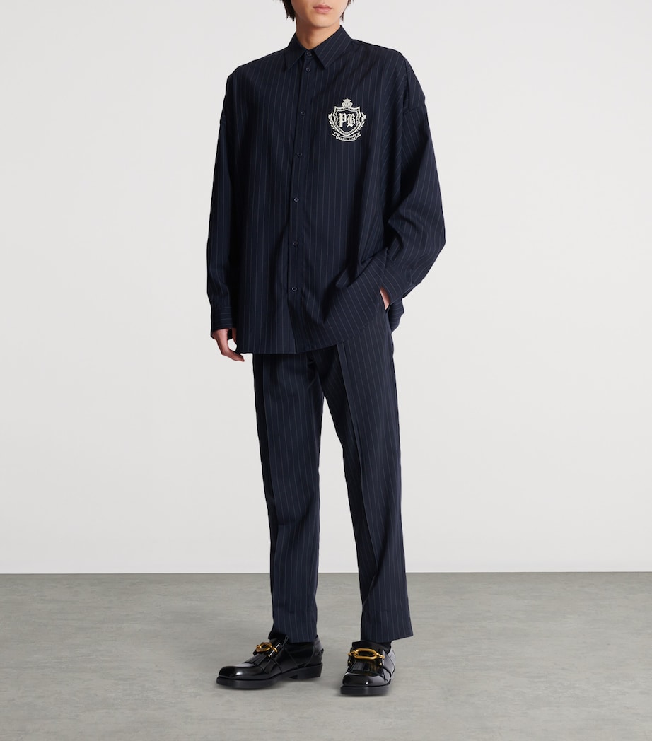 Virgin Wool Pinstripe Trousers SAJ BLEU/BLANC Image 2